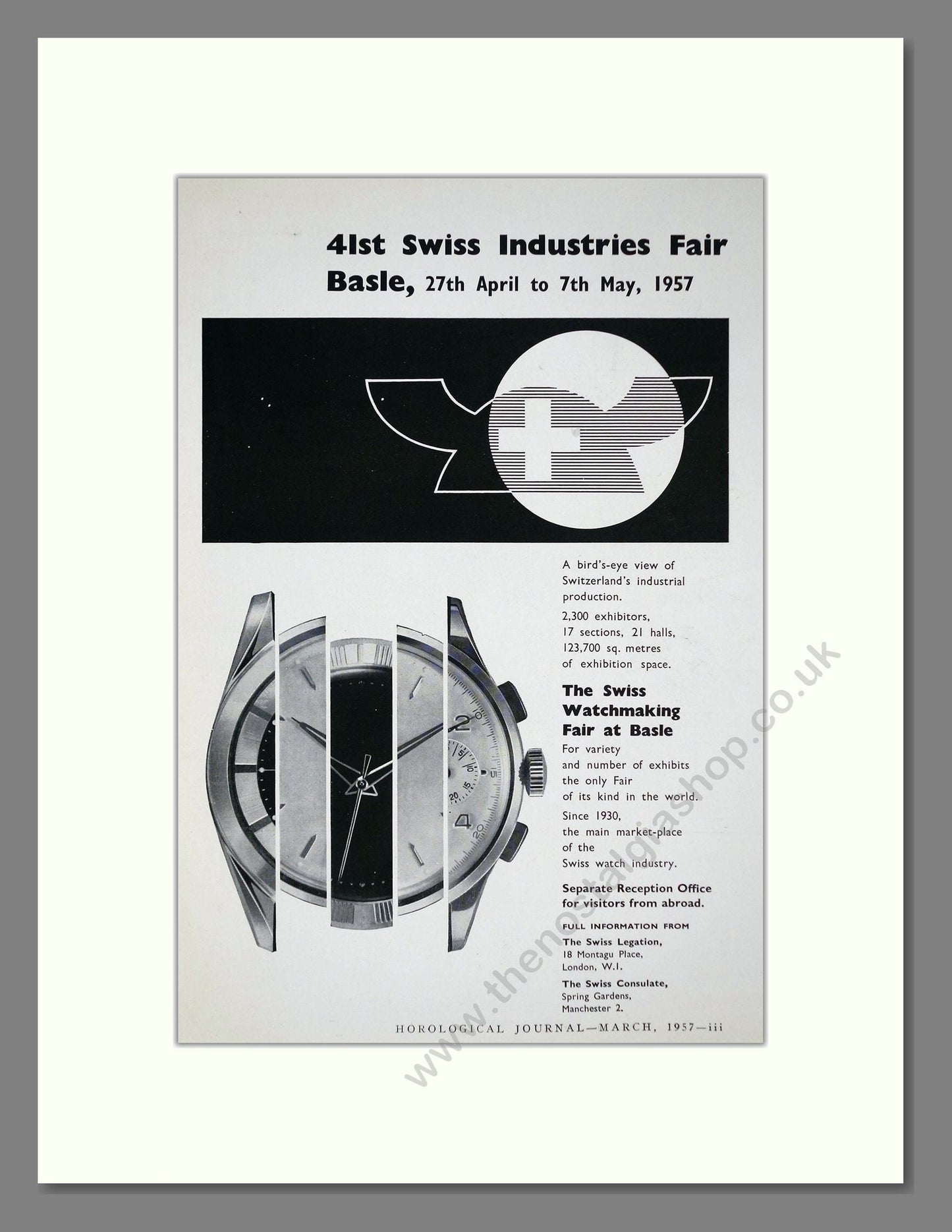 Swiss Industries - Watch Fair Basel. Vintage Advert 1957 (ref AD67460)