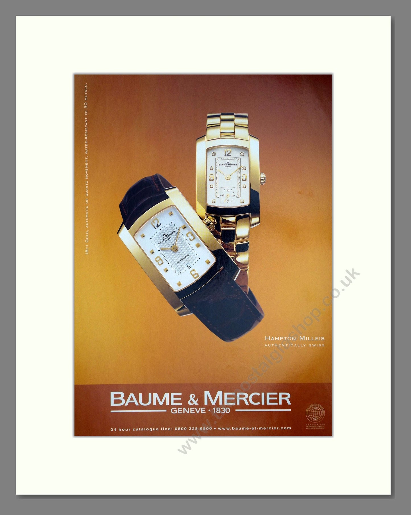 Baume & Mercier - Hampton Milleis. Vintage Advert 2000 (ref AD67504)