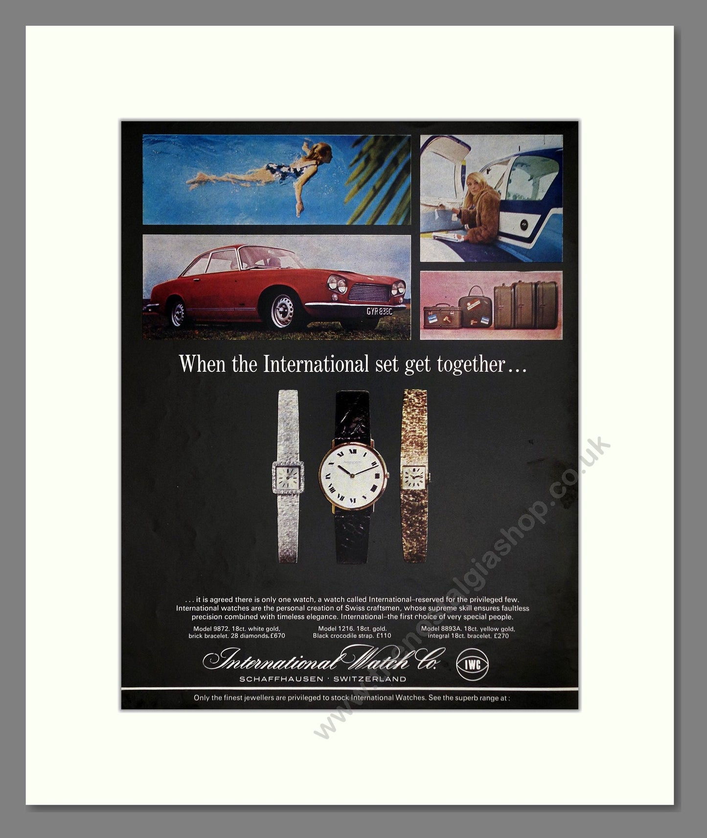 International Watch - Various Watches. Vintage Advert 1966 (ref AD67536)