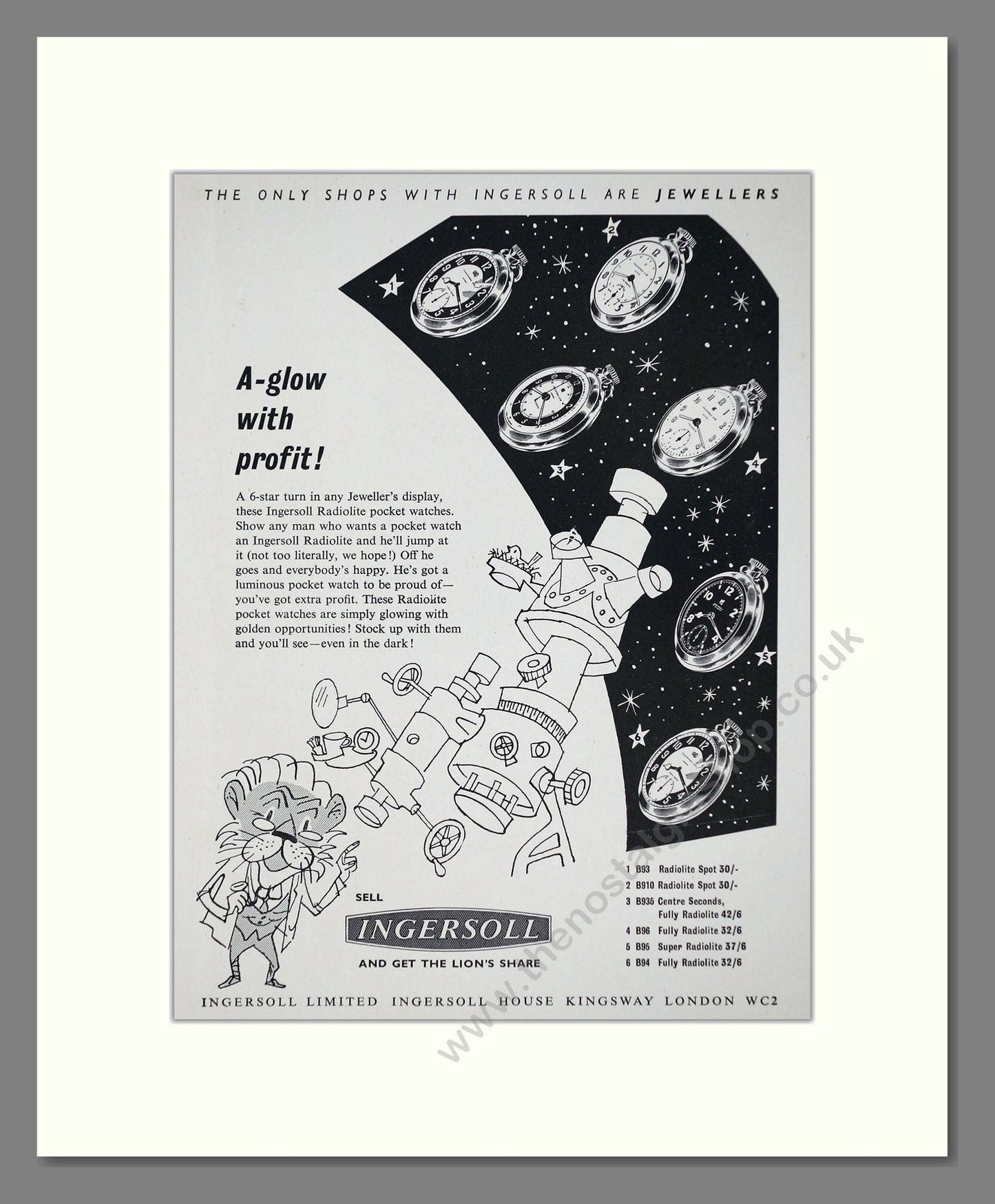 Ingersoll - Pocket Watches. Vintage Advert 1957 (ref AD67587)