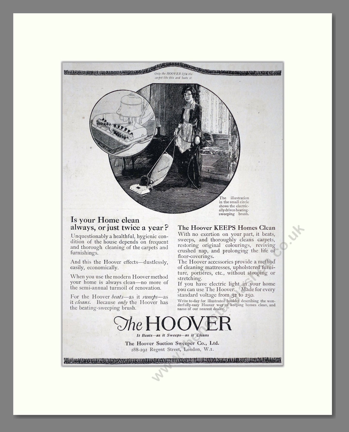 Hoover - Keeps Houses Clean. Vintage Advert 1920 (ref AD67716)