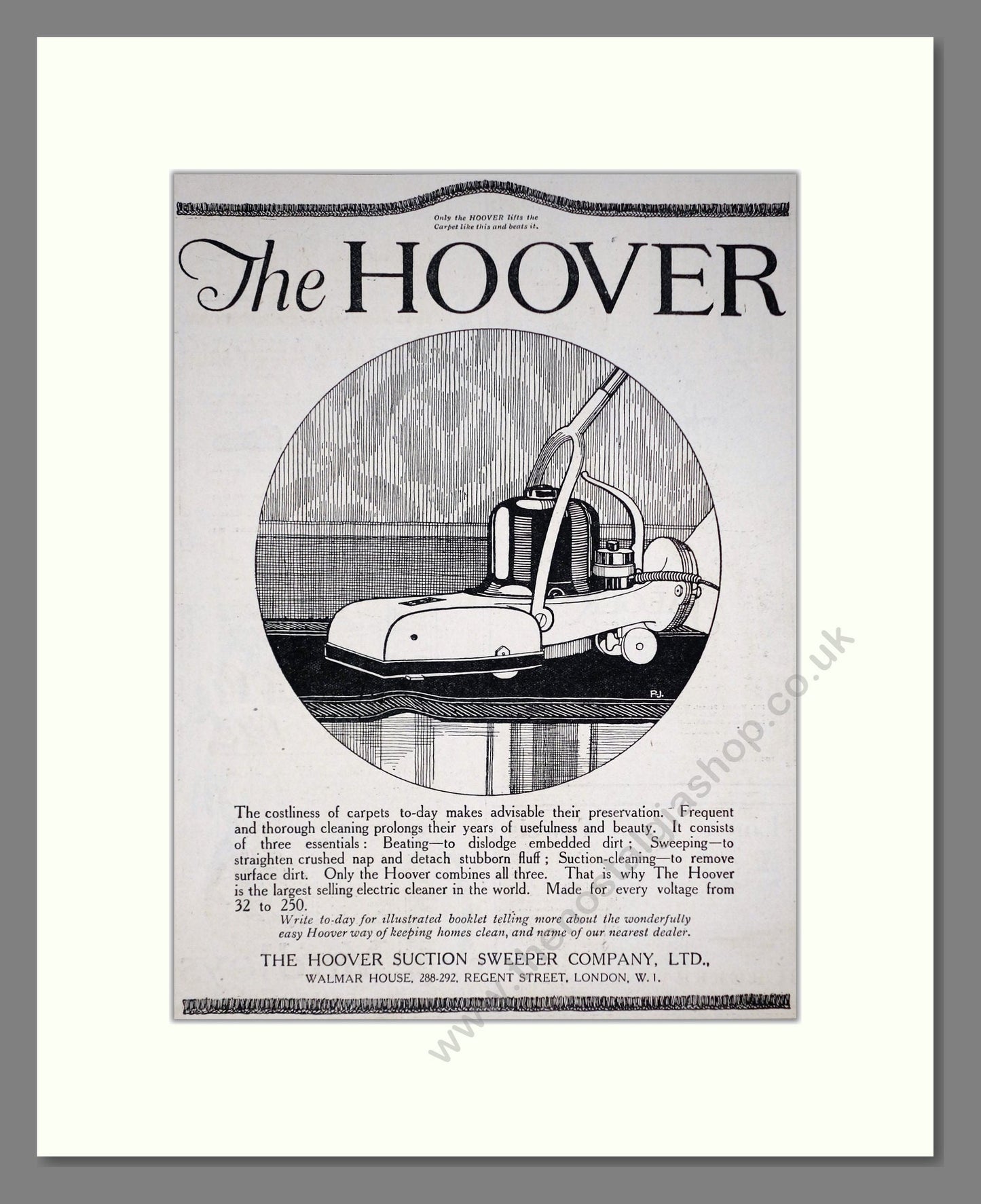 Hoover - Vacuum Cleaner. Vintage Advert 1920 (ref AD67720)