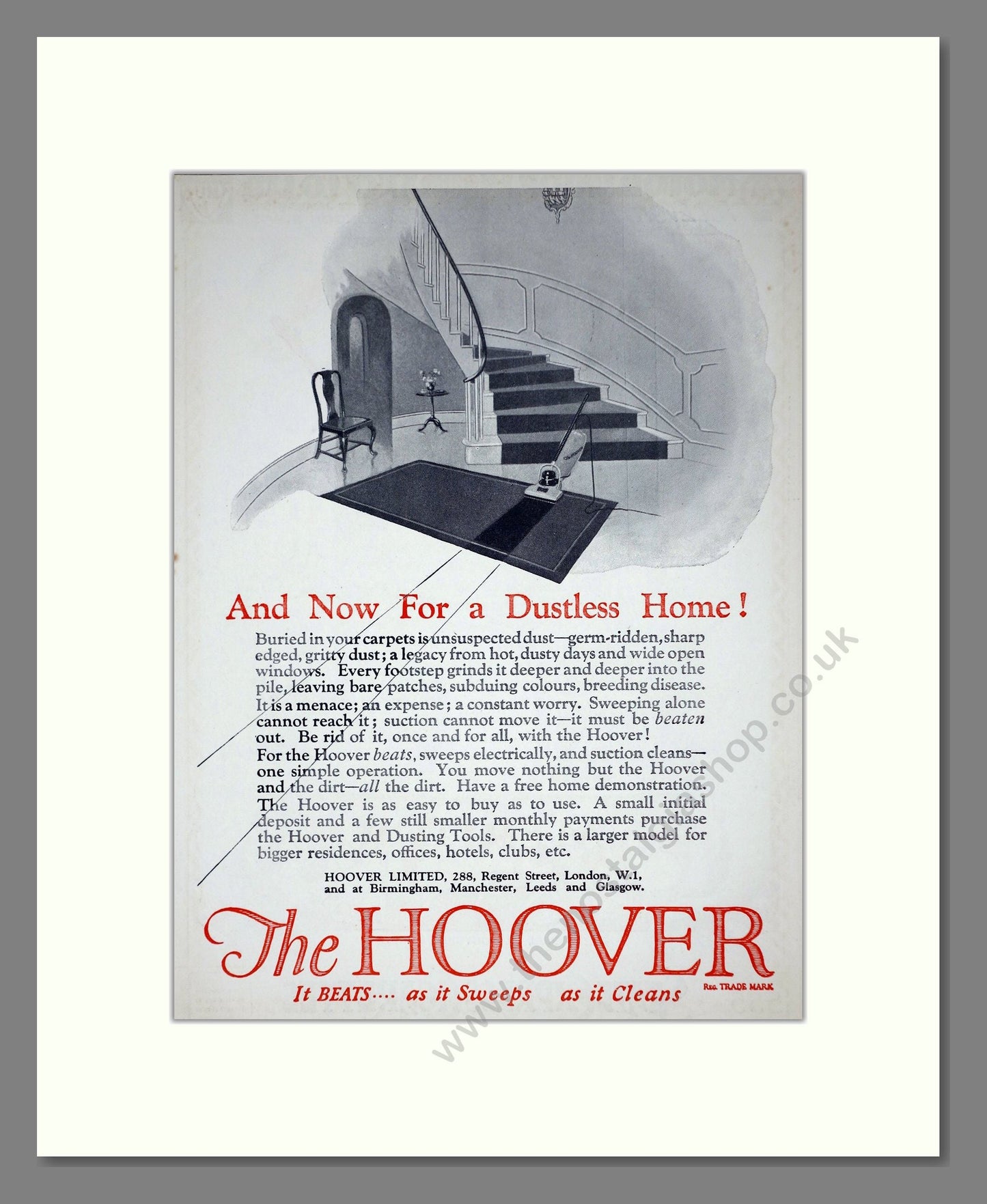 Hoover - Dustless Home. Vintage Advert 1924 (ref AD67724)