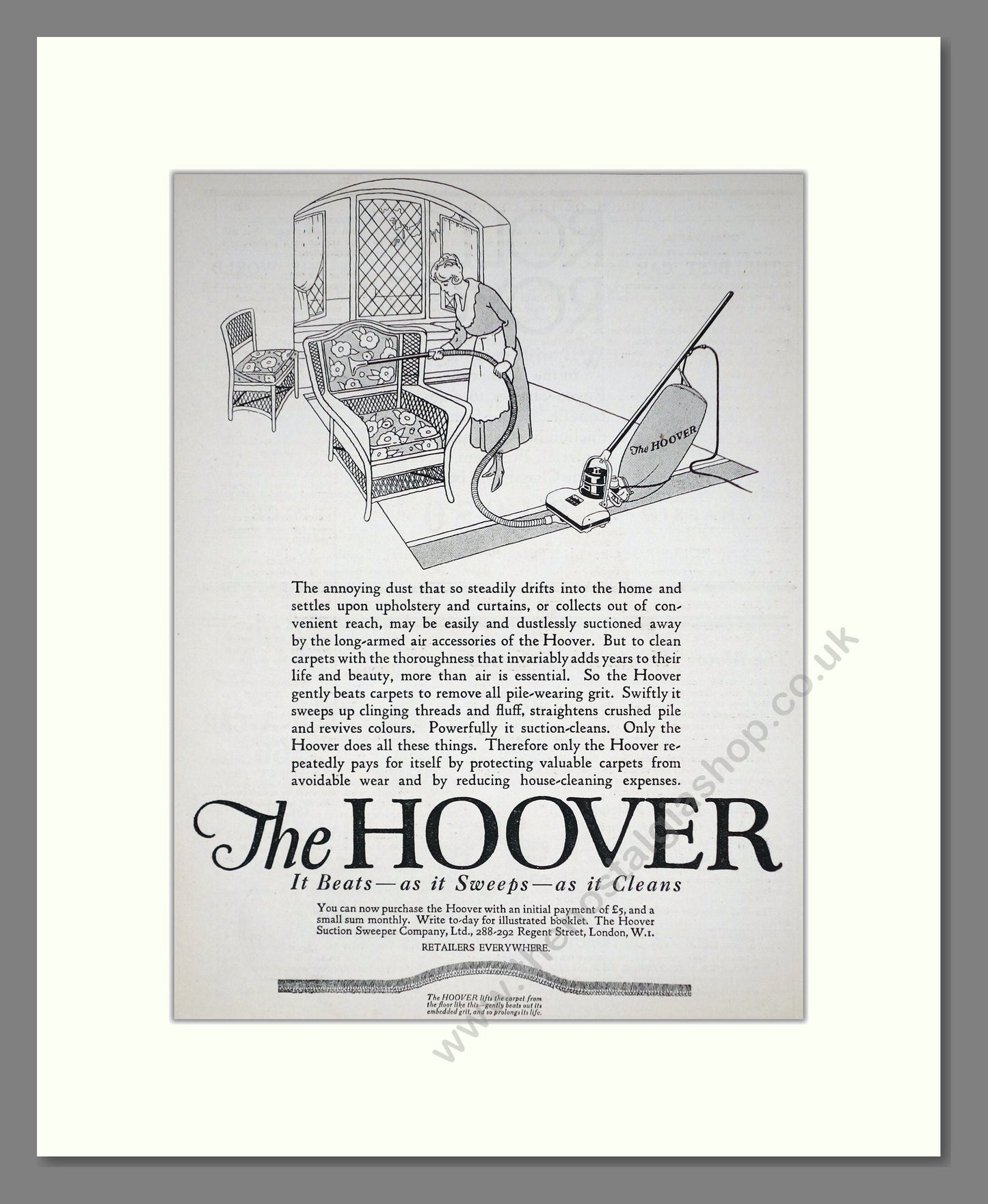 Hoover - Vacuum Cleaner. Vintage Advert 1921 (ref AD67733)