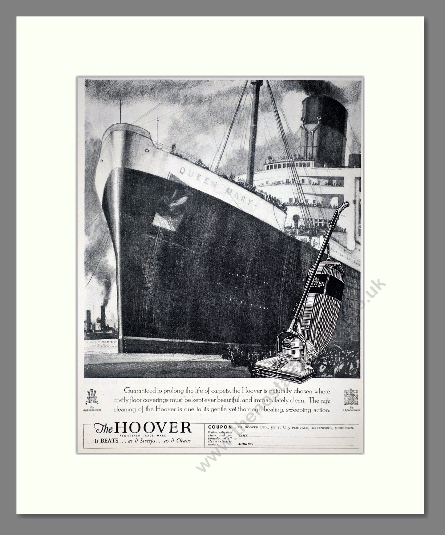 Hoover - Vacuum Cleaner (Queen Mary). Vintage Advert 1937 (ref AD67742)