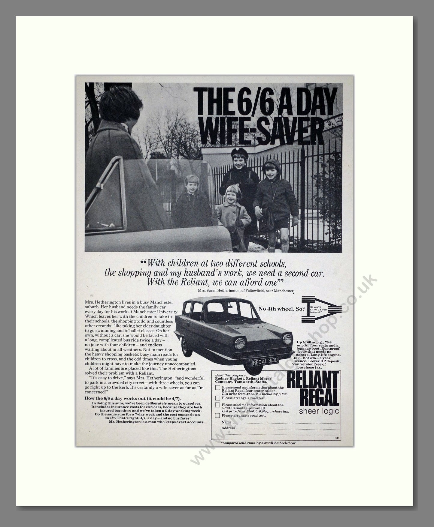 Reliant - Regal. Vintage Advert 1971 (ref AD67813)