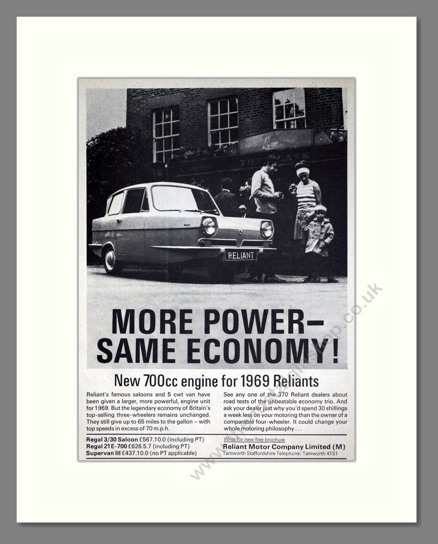Reliant - New 700cc Engine. Vintage Advert 1968 (ref AD67821)