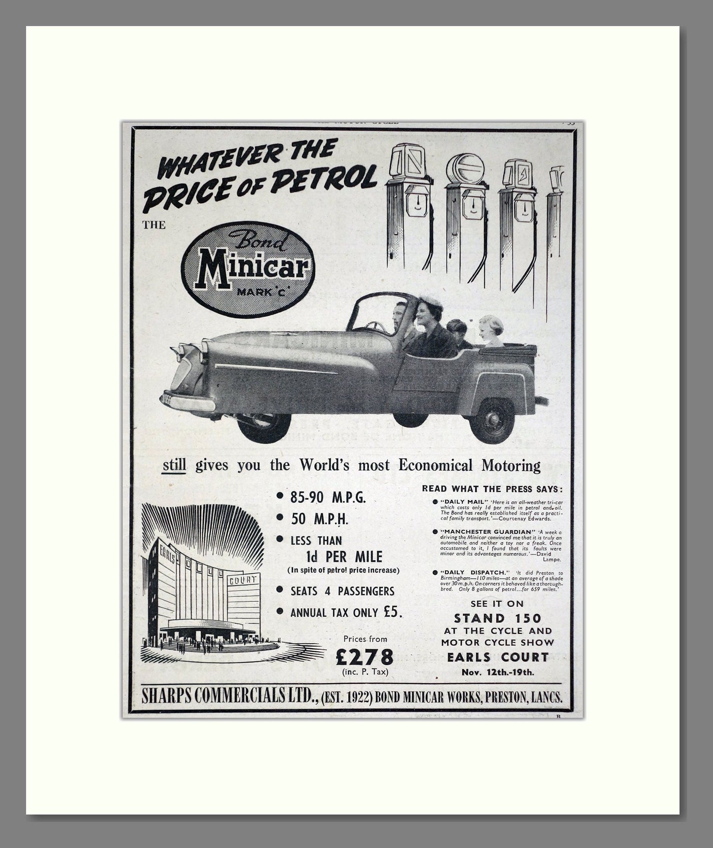 Bond - Minicar. Vintage Advert 1955 (ref AD67826)