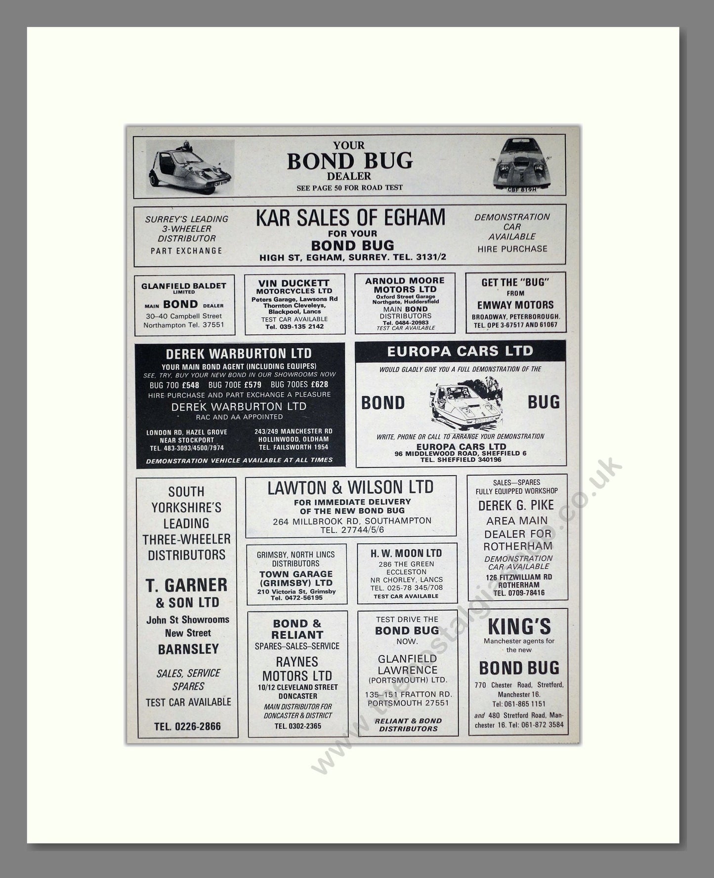 Bond - Bug Dealers. Vintage Advert 1970 (ref AD67833)