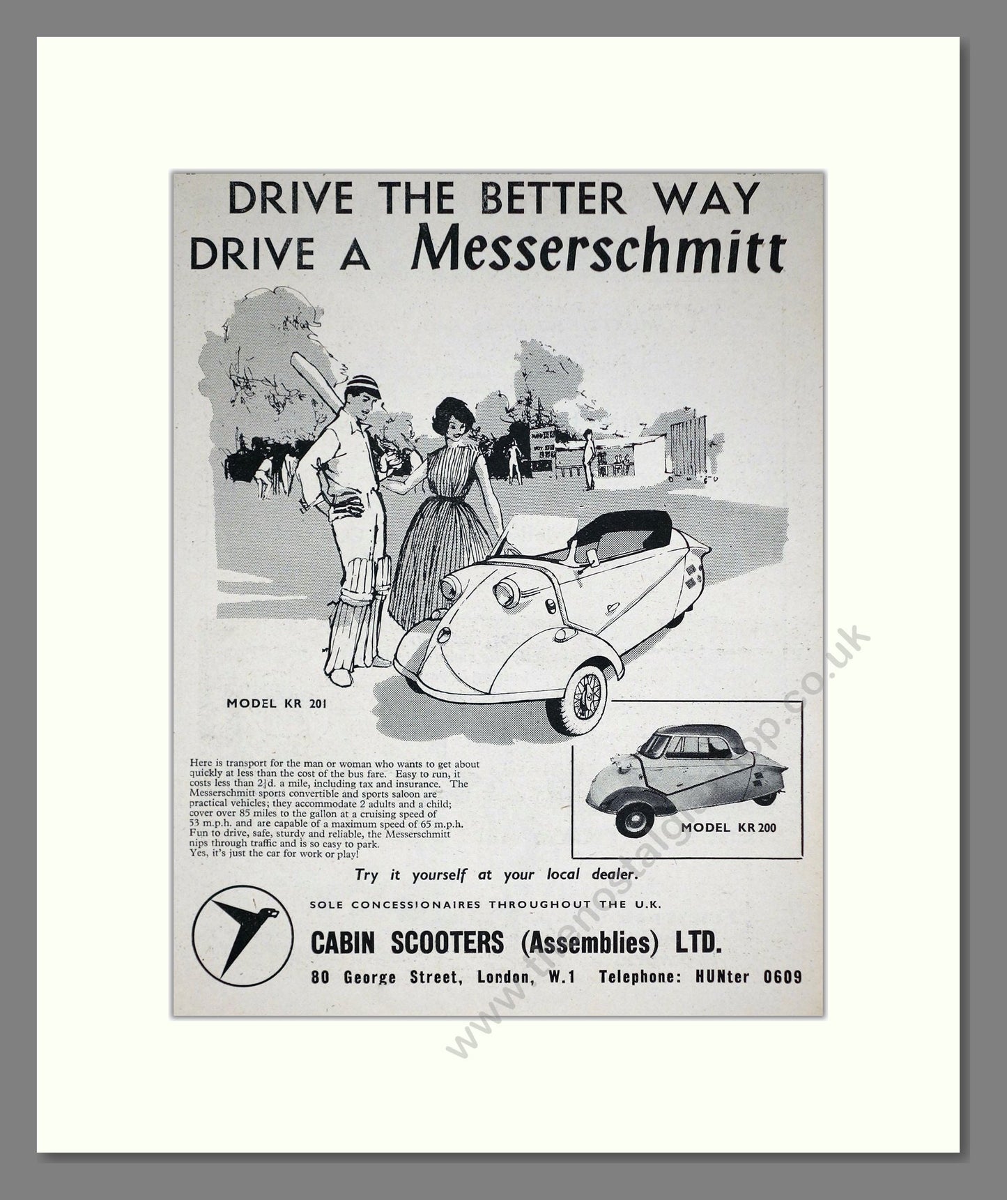 Messerschmitt - Sports Saloon / Convertible. Vintage Advert 1958 (ref AD67844)
