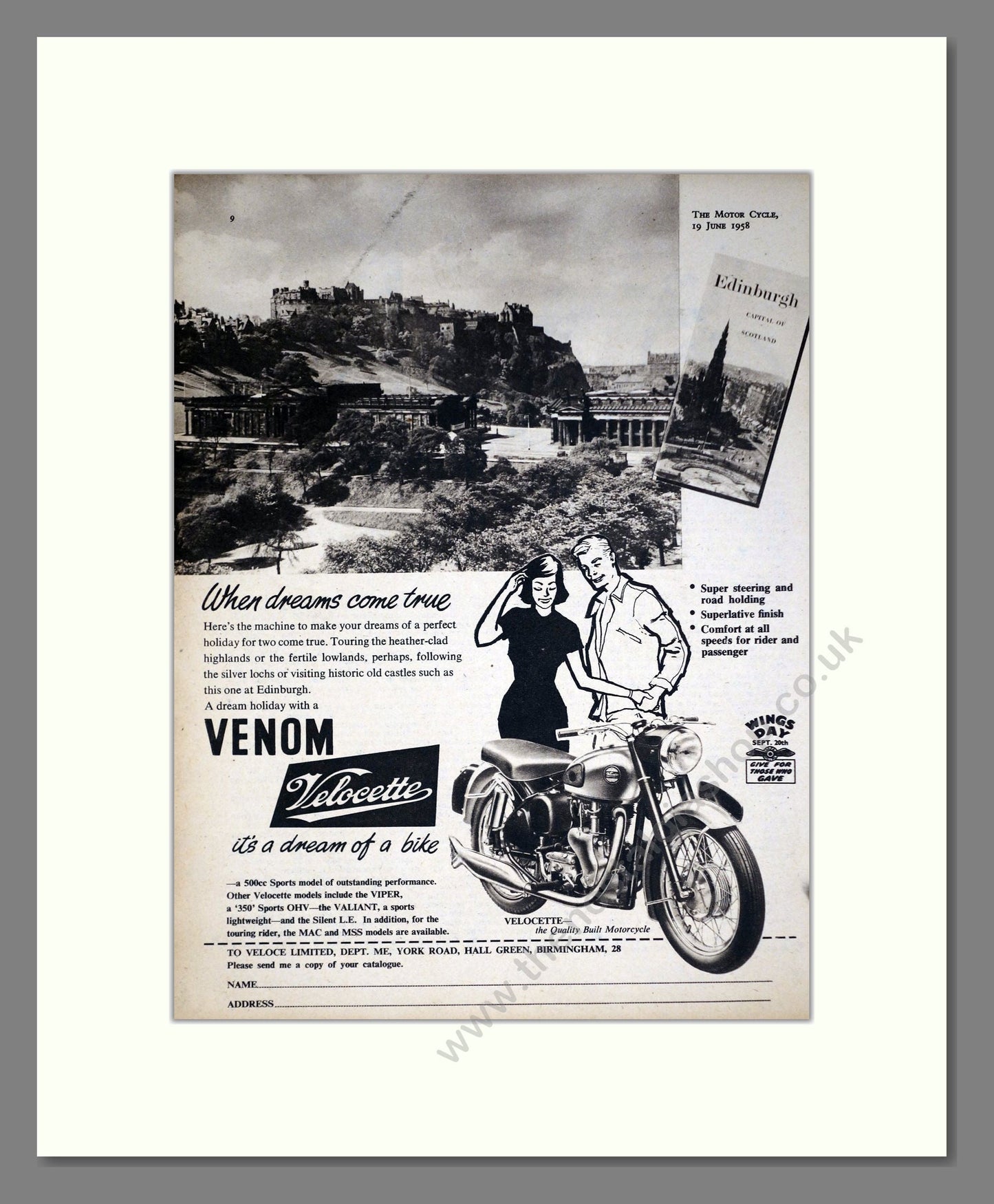 Velocette - Venom. Vintage Advert 1958 (ref AD67856)