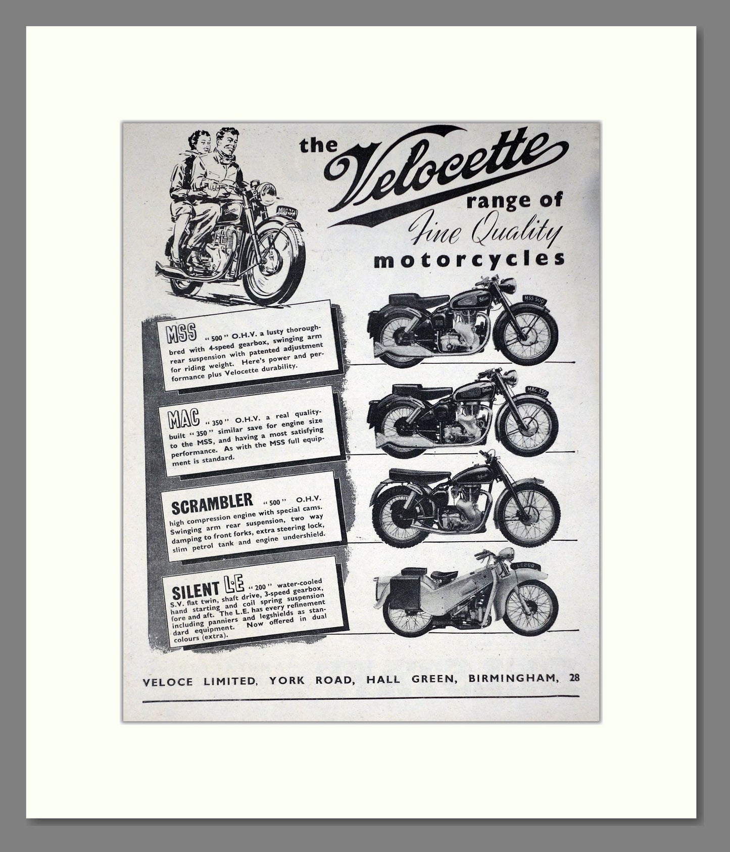 Velocette - New Range. Vintage Advert 1954 (ref AD67862)