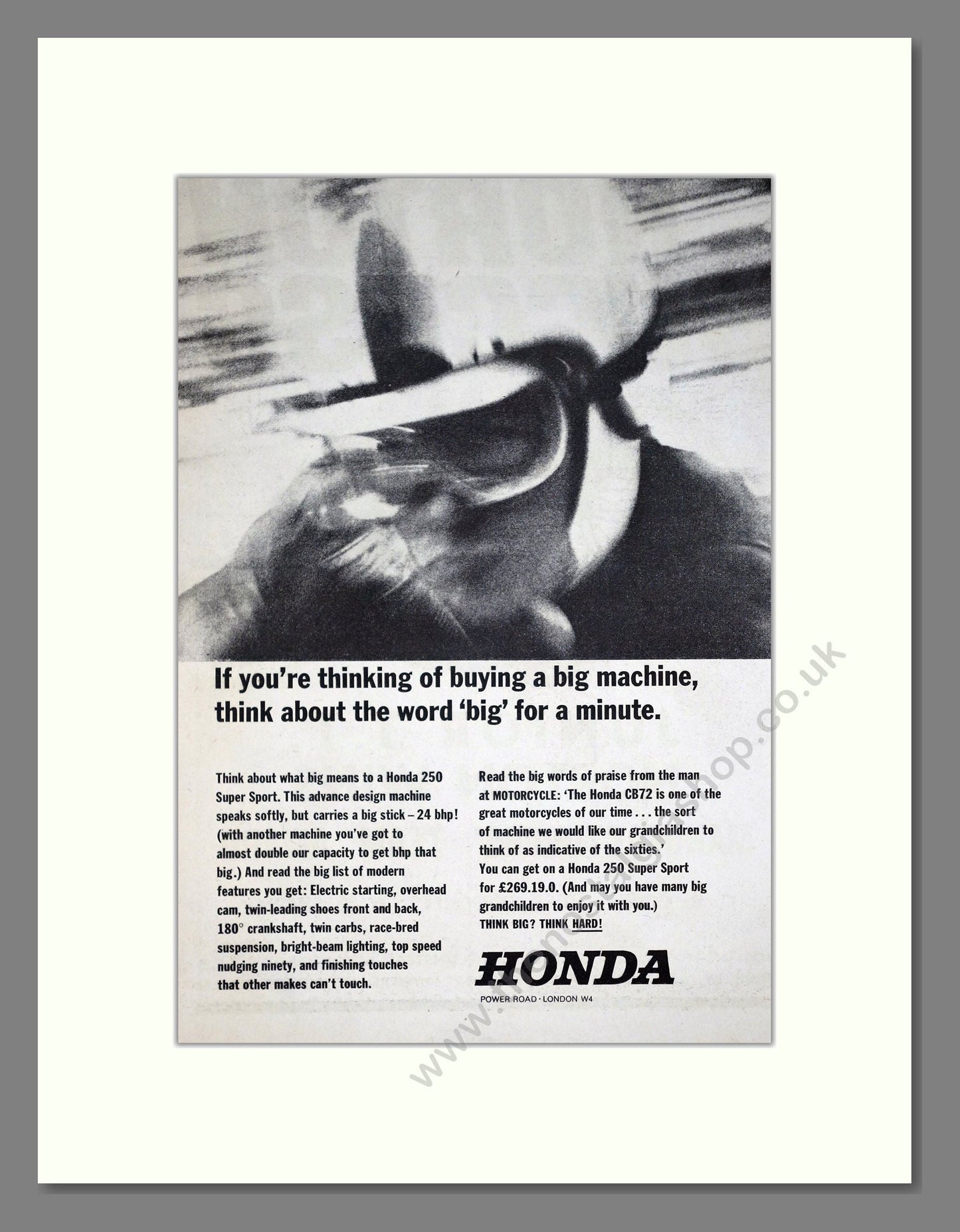 Honda - CB72. Vintage Advert 1965 (ref AD67922)