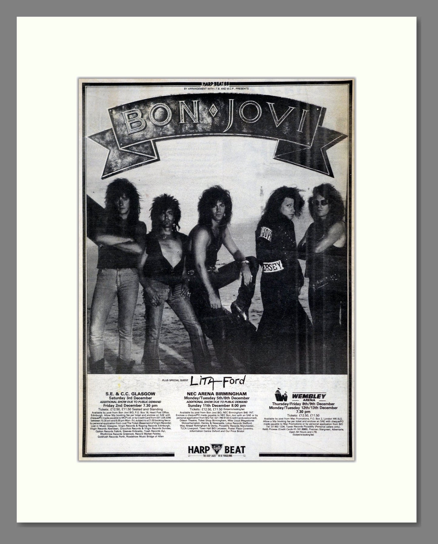 Bon Jovi - UK Tour. Vintage Advert 1988 (ref AD21189)