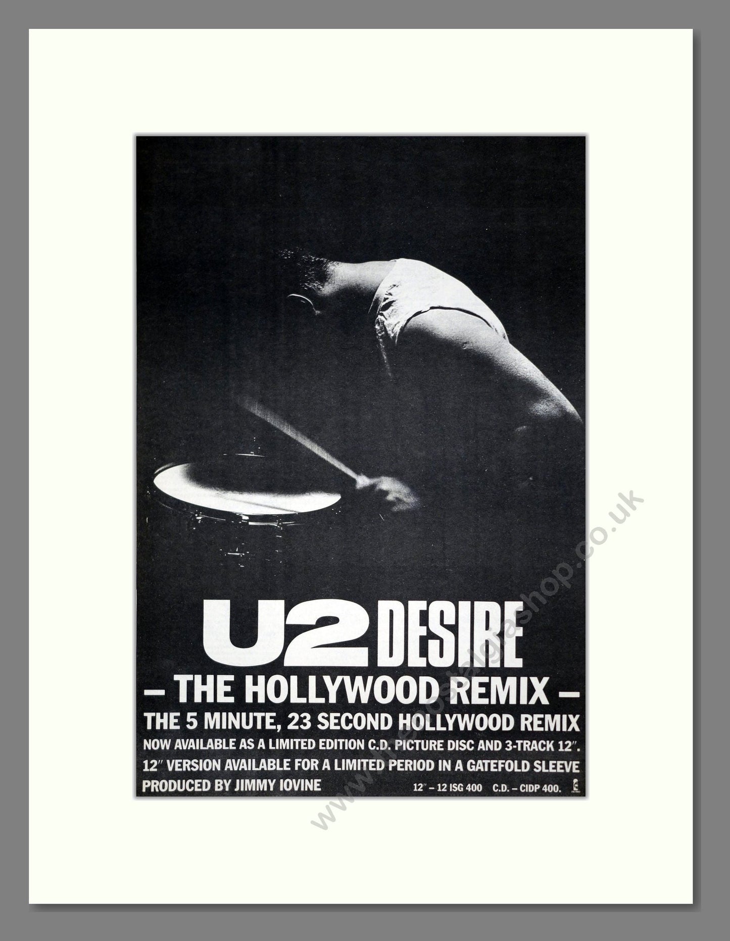 U2 - Desire. Vintage Advert 1988 (ref AD21190)