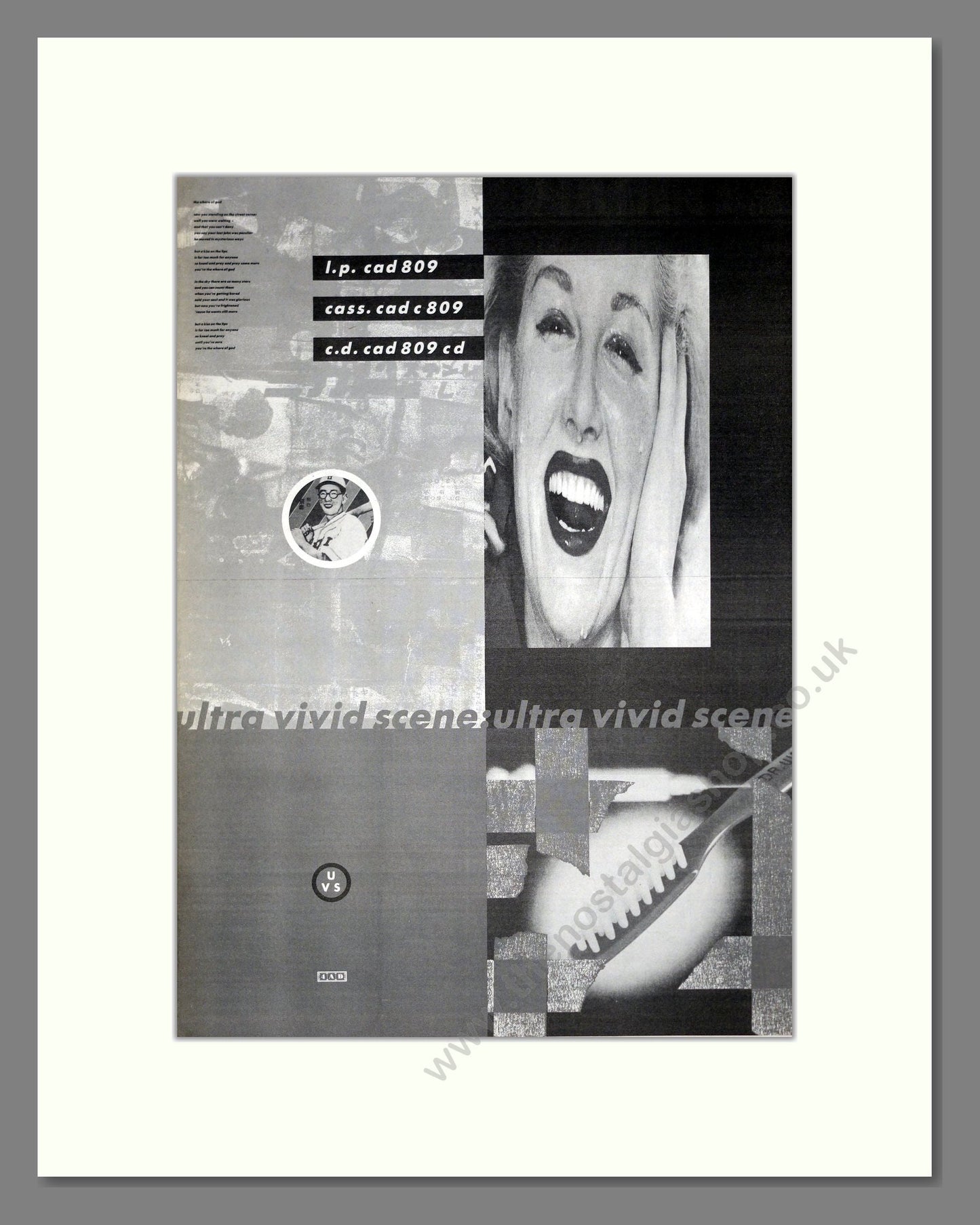 Ultra Vivid Scene - Self Titled Album. Vintage Advert 1988 (ref AD21198)