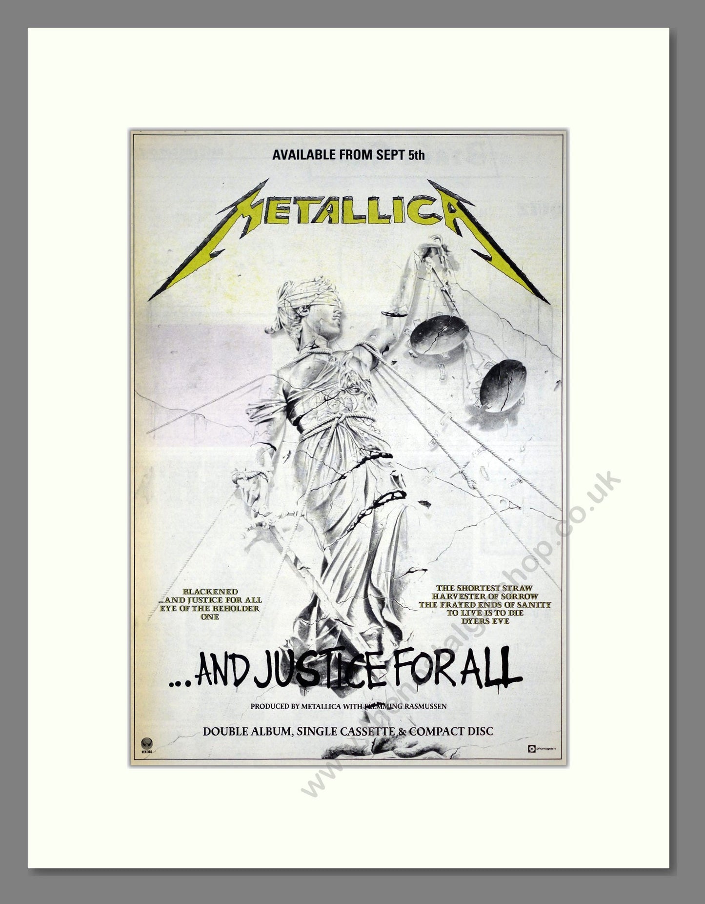 Metallica - …And Justice For All. Vintage Advert 1988 (ref AD21219)