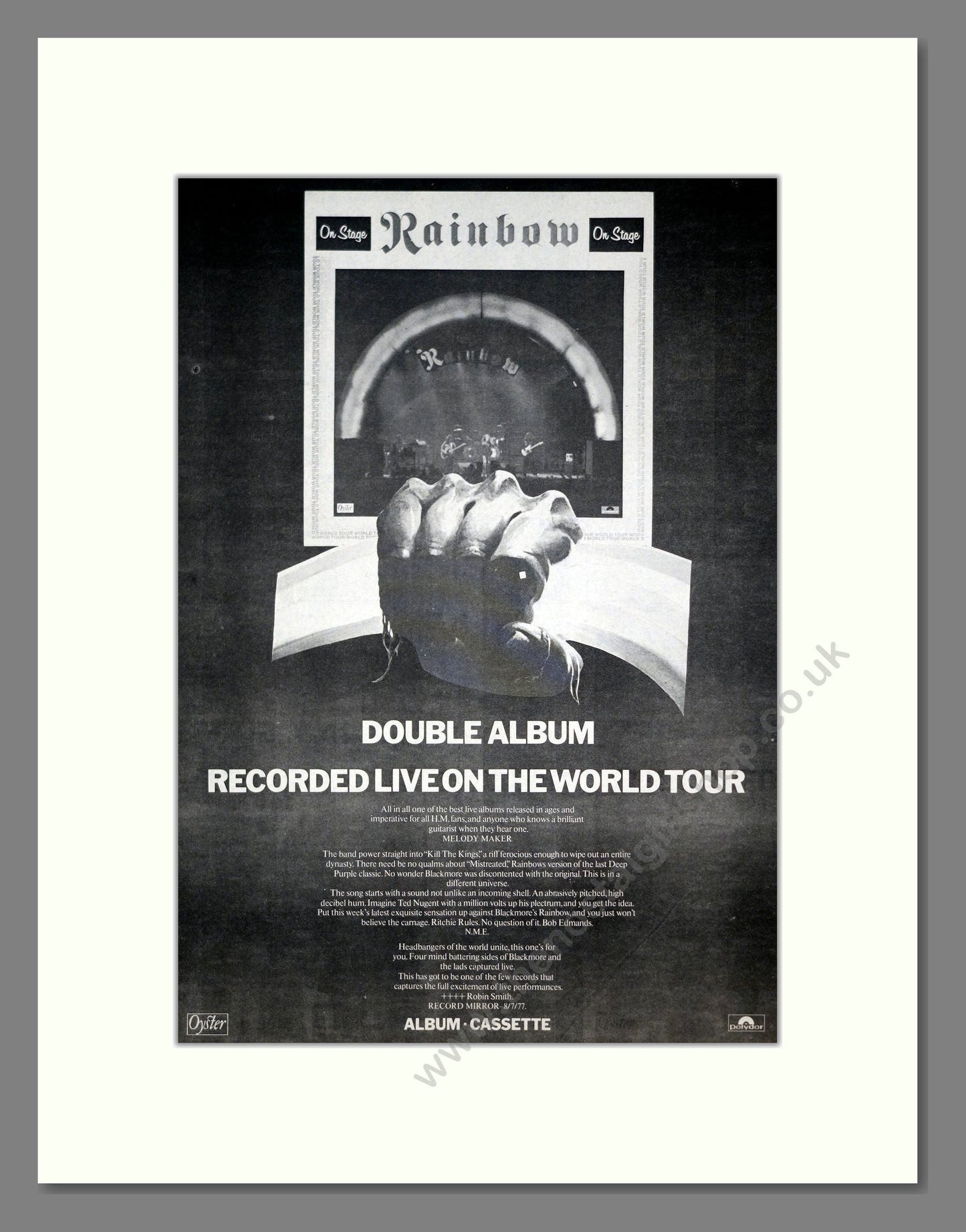 Rainbow - Live Album. Vintage Advert 1977 (ref AD21223)