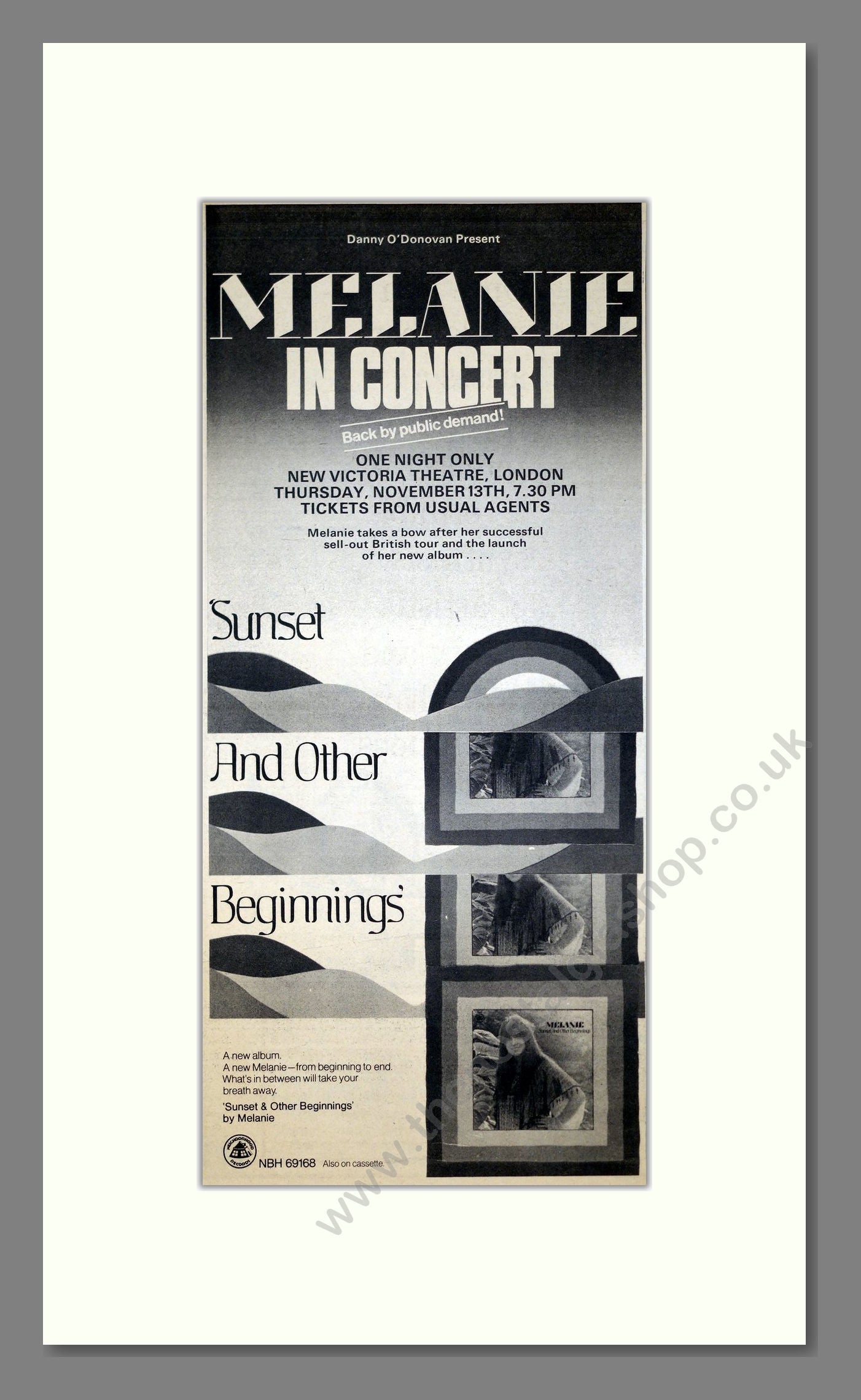 Melanie - Sunset And Other Beginnings. Vintage Advert 1975 (ref AD21225)