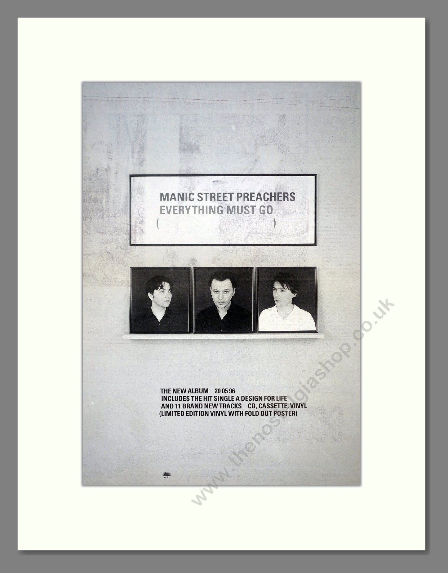 Manic Street Preachers - Everything Must Go. Vintage Advert 1996 (ref AD21227)