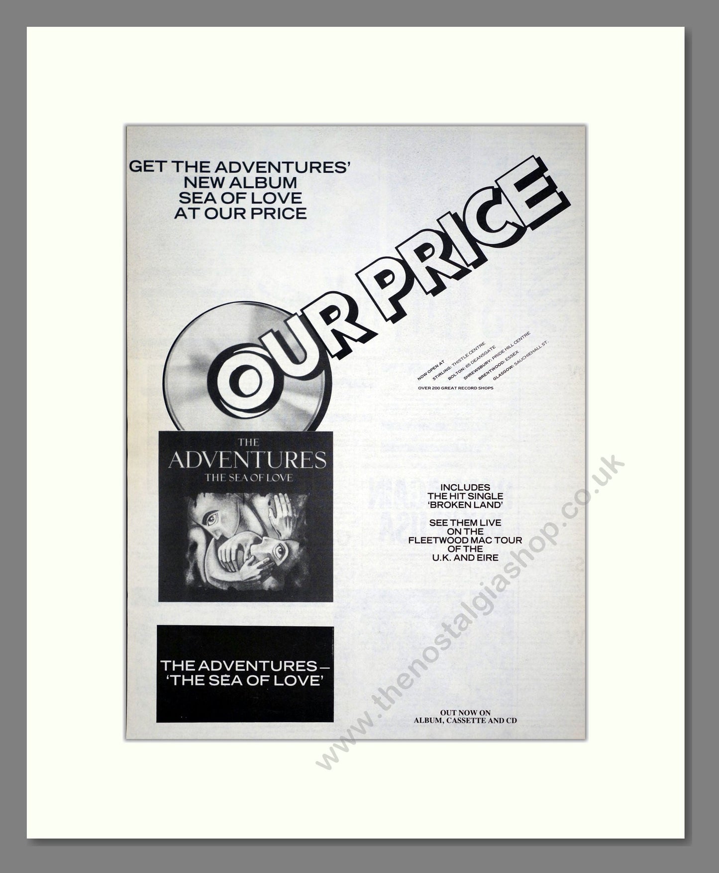 Adventures (The) - Sea Of Love. Vintage Advert 1988 (ref AD21229)