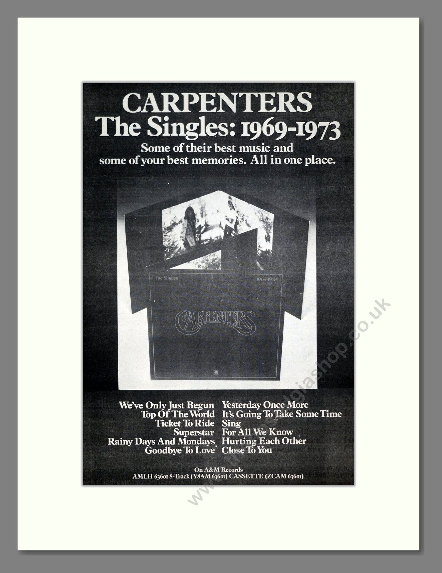 Carpenters - The Singles. Vintage Advert 1974 (ref AD21253)