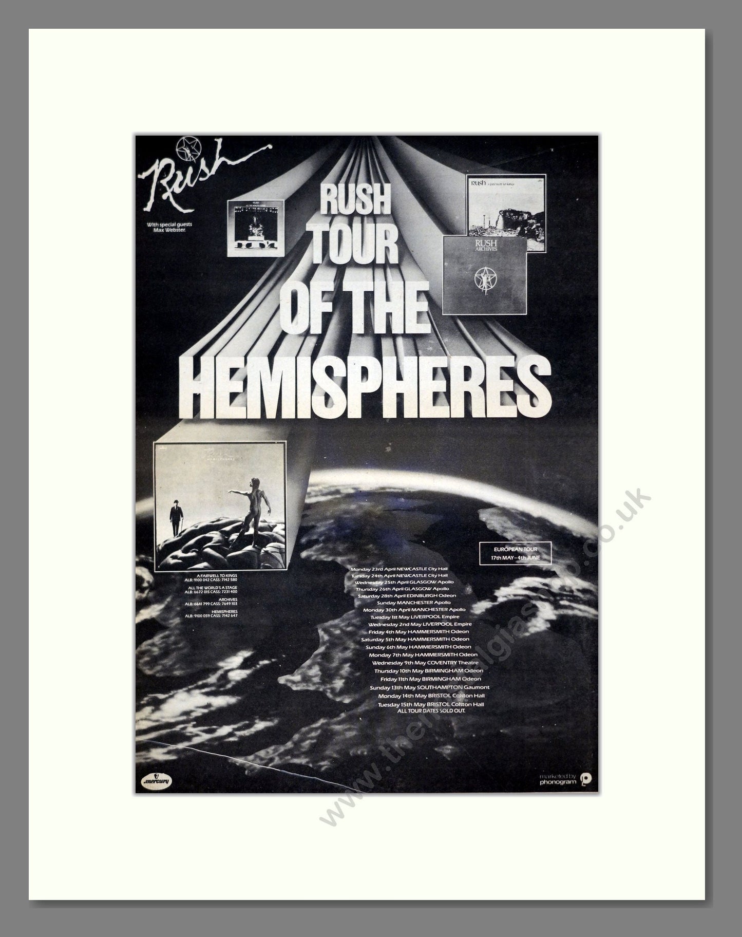 Rush - Tour Of The Hemispheres. Vintage Advert 1979 (ref AD21258)