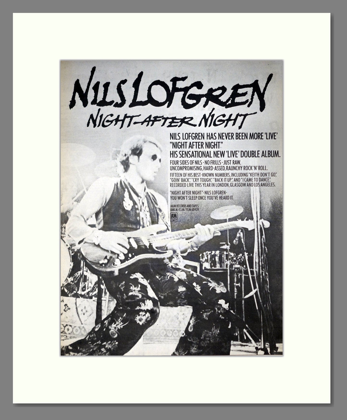 Nils Lofgren - Night After Night. Vintage Advert 1977 (ref AD21262)
