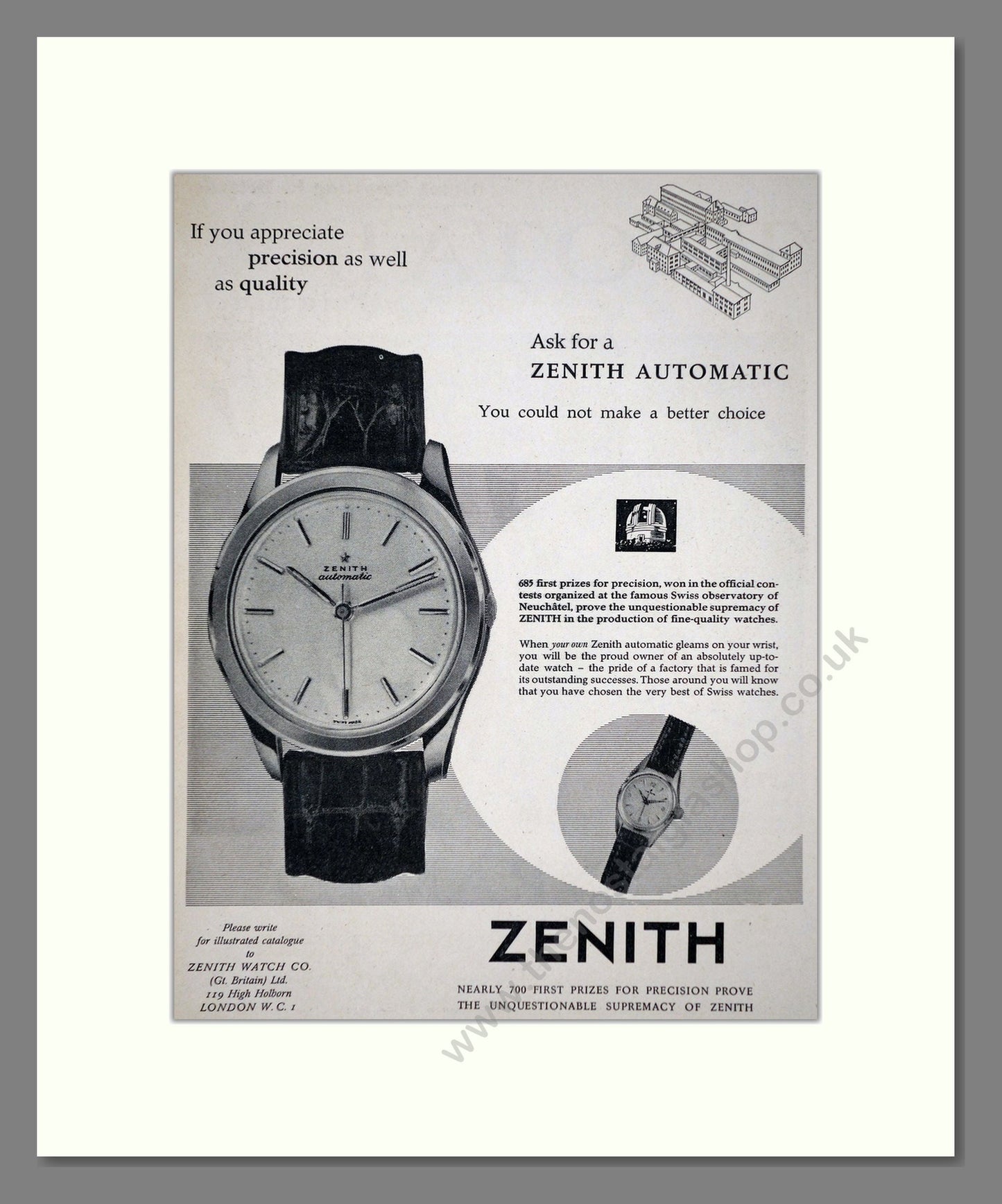 Zenith - Automatic. Vintage Advert 1957 (ref AD67927)