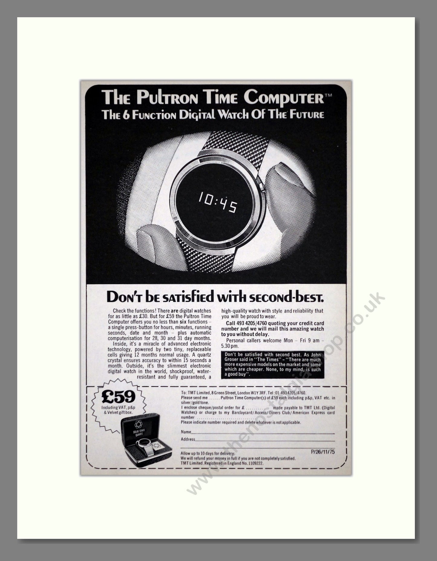 Pultron - Time Computer. Vintage Advert 1975 (ref AD67933)