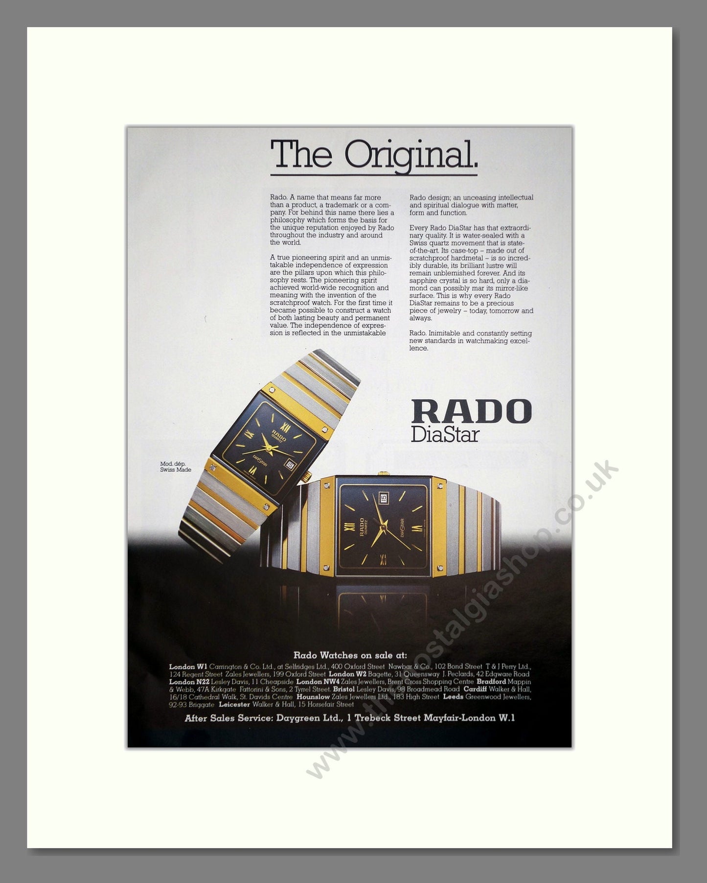 Rado - Diastar. Vintage Advert 1987 (ref AD67936)