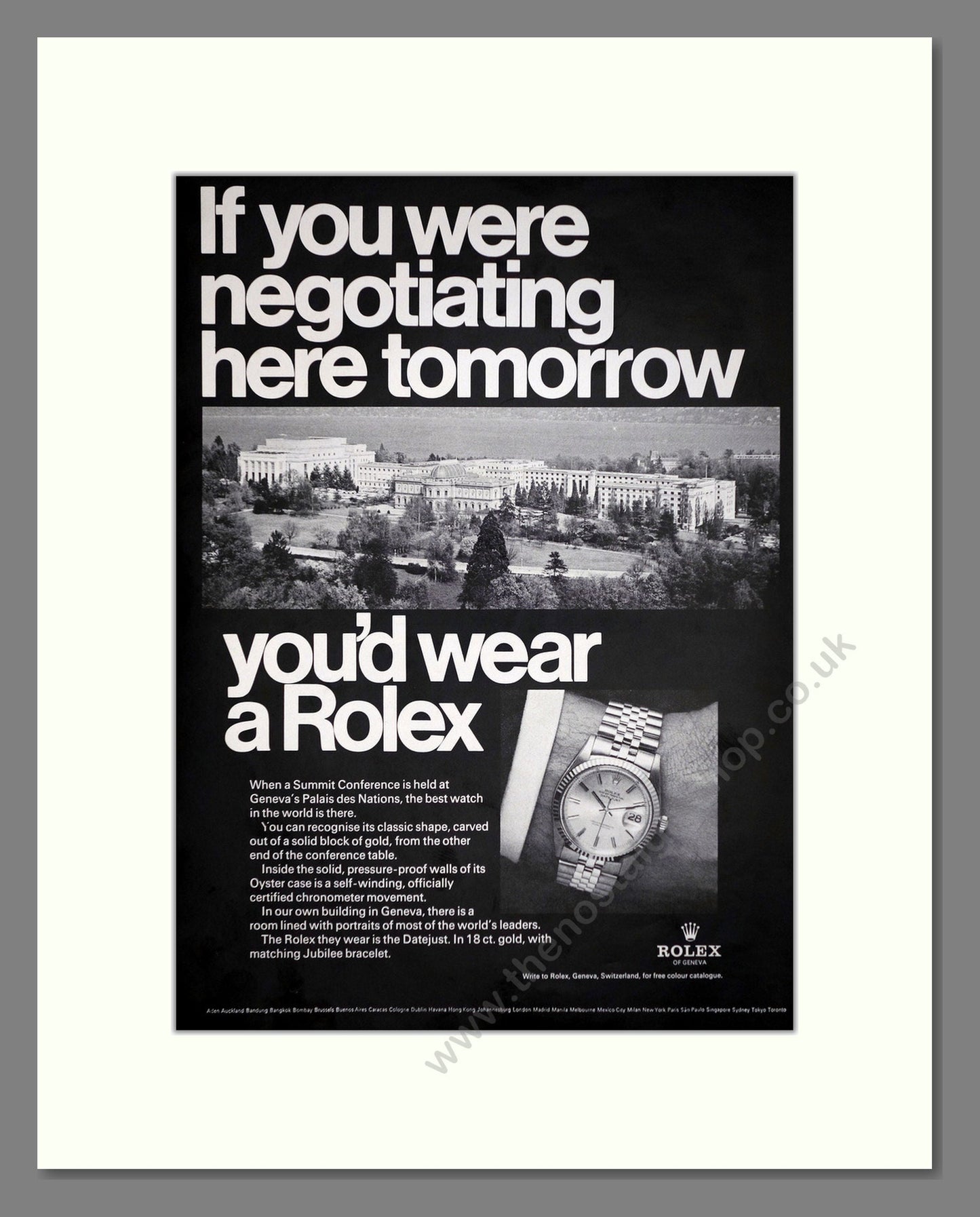 Rolex - Oyster Perpetual Datejust. Vintage Advert 1968 (ref AD67943)
