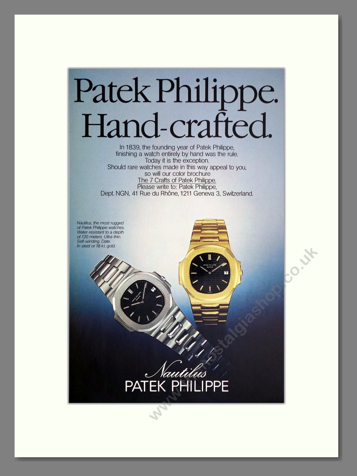 Patek Philippe - Nautilus. Vintage Advert 1979 (ref AD67969)