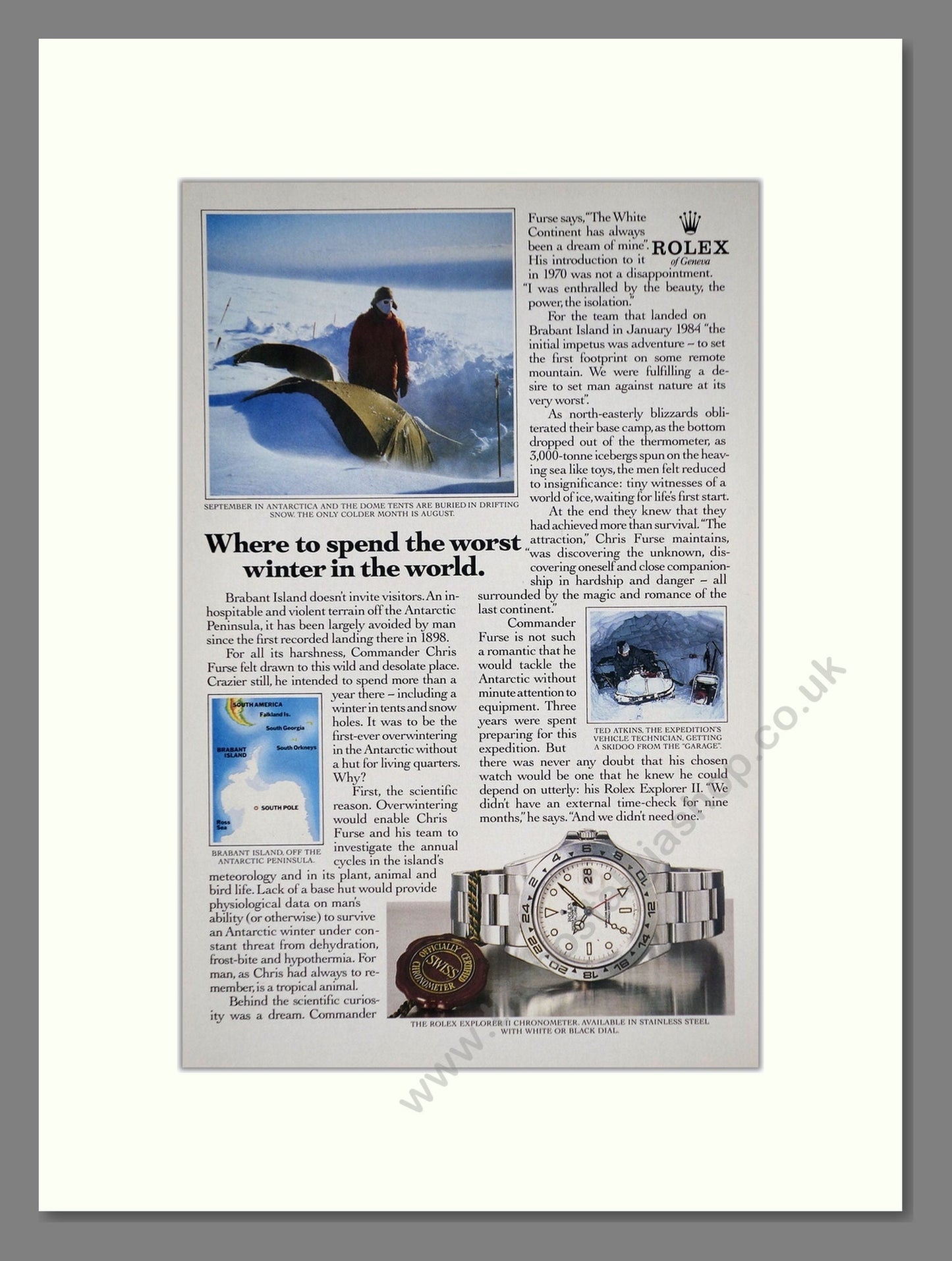 Rolex - Explorer 2 . Vintage Advert 1987 (ref AD67976)