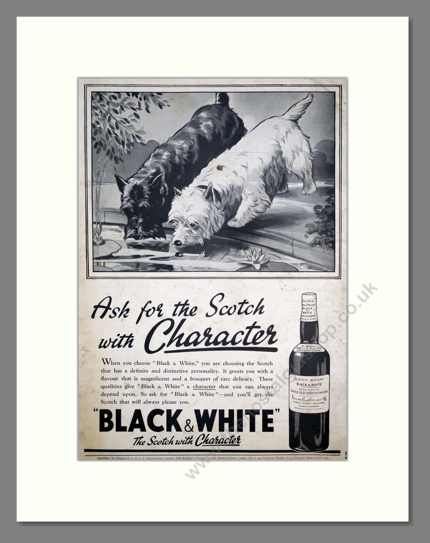 Black & White Scotch Whisky. Original Advert 1938 (ref AD303762)