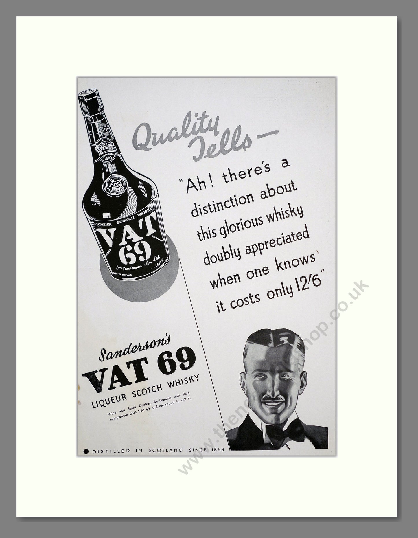 VAT 69 Liqueur Scotch Whisky. Original Advert 1934 (ref AD303781)
