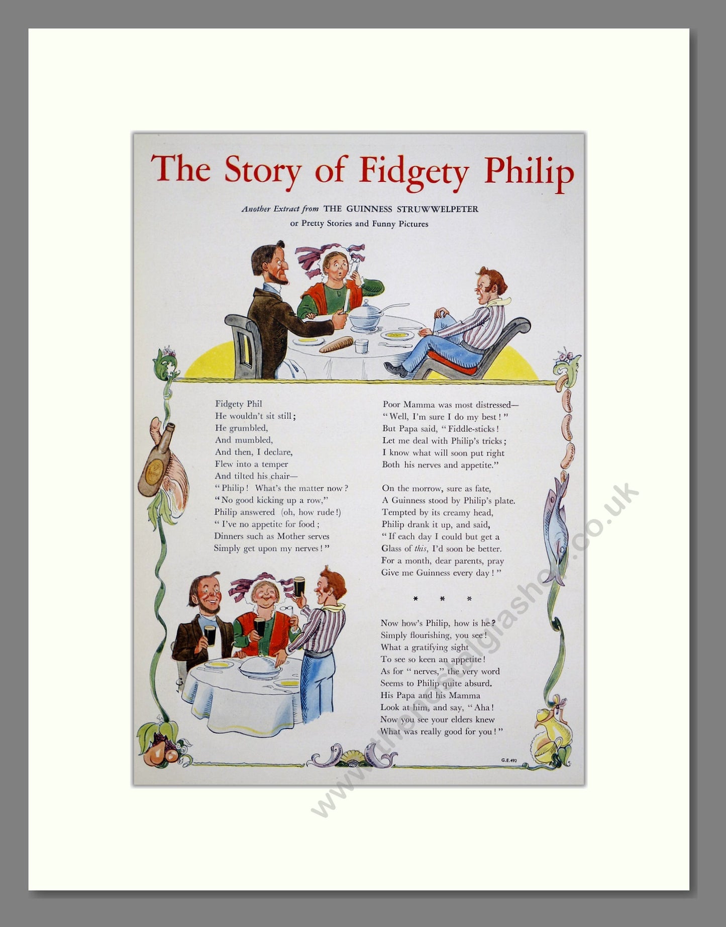 Guinness The Story of Fidgety Philip. Original Advert 1935 (ref AD303787)