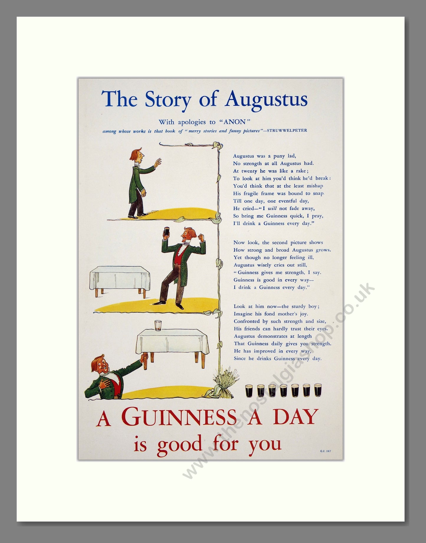 Guinness The Story of Augustus. Original Advert 1934 (ref AD303788)