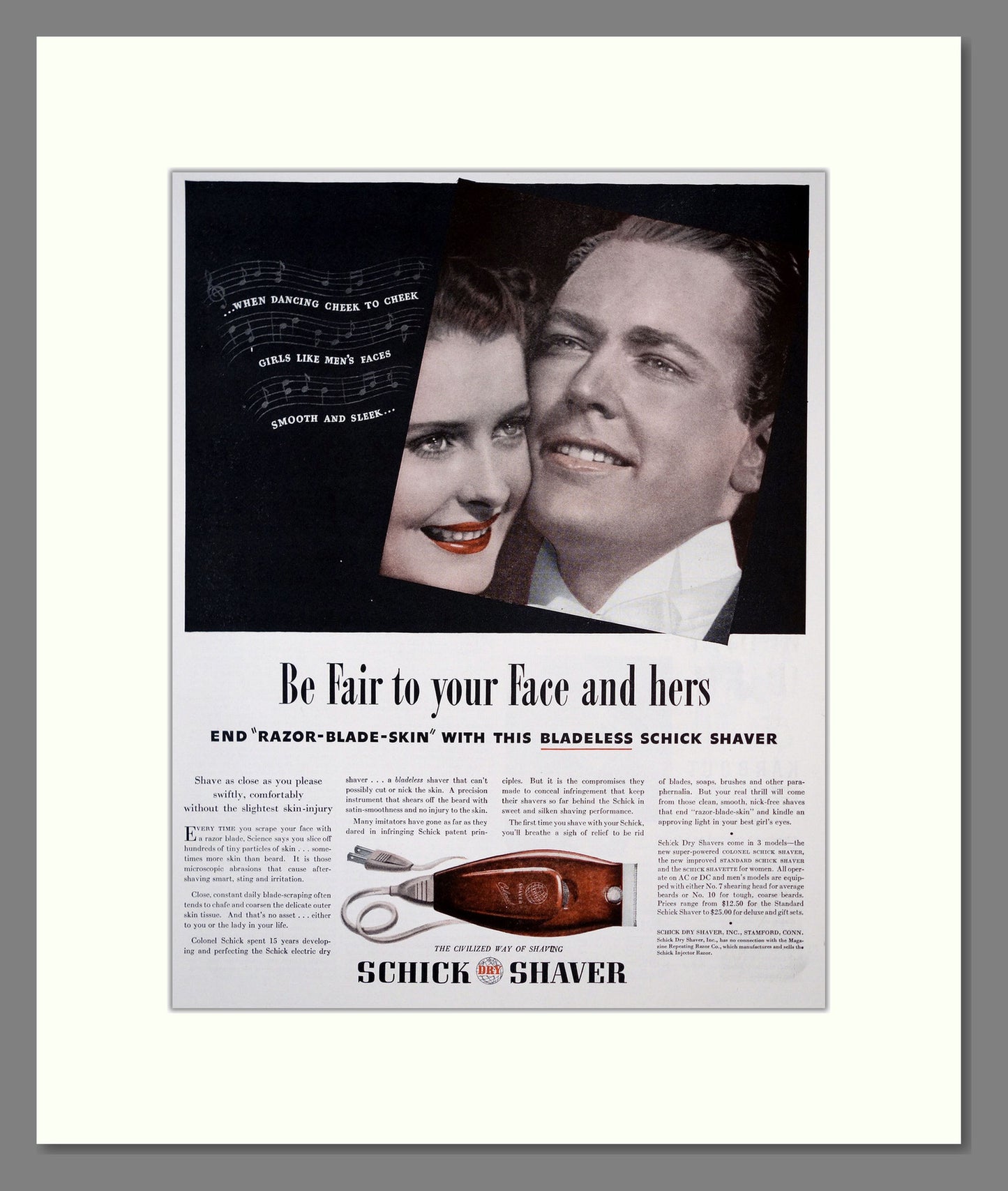 Schick Dry Shaver. Large Original Advert 1939 (ref AD303867)