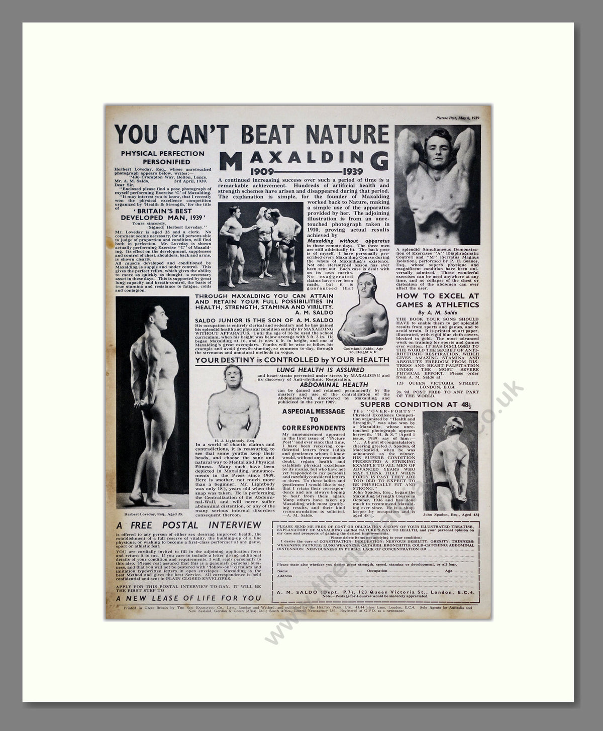 Maxalding Fitness and Bodybuilding. Original Advert 1939 (ref AD303885)
