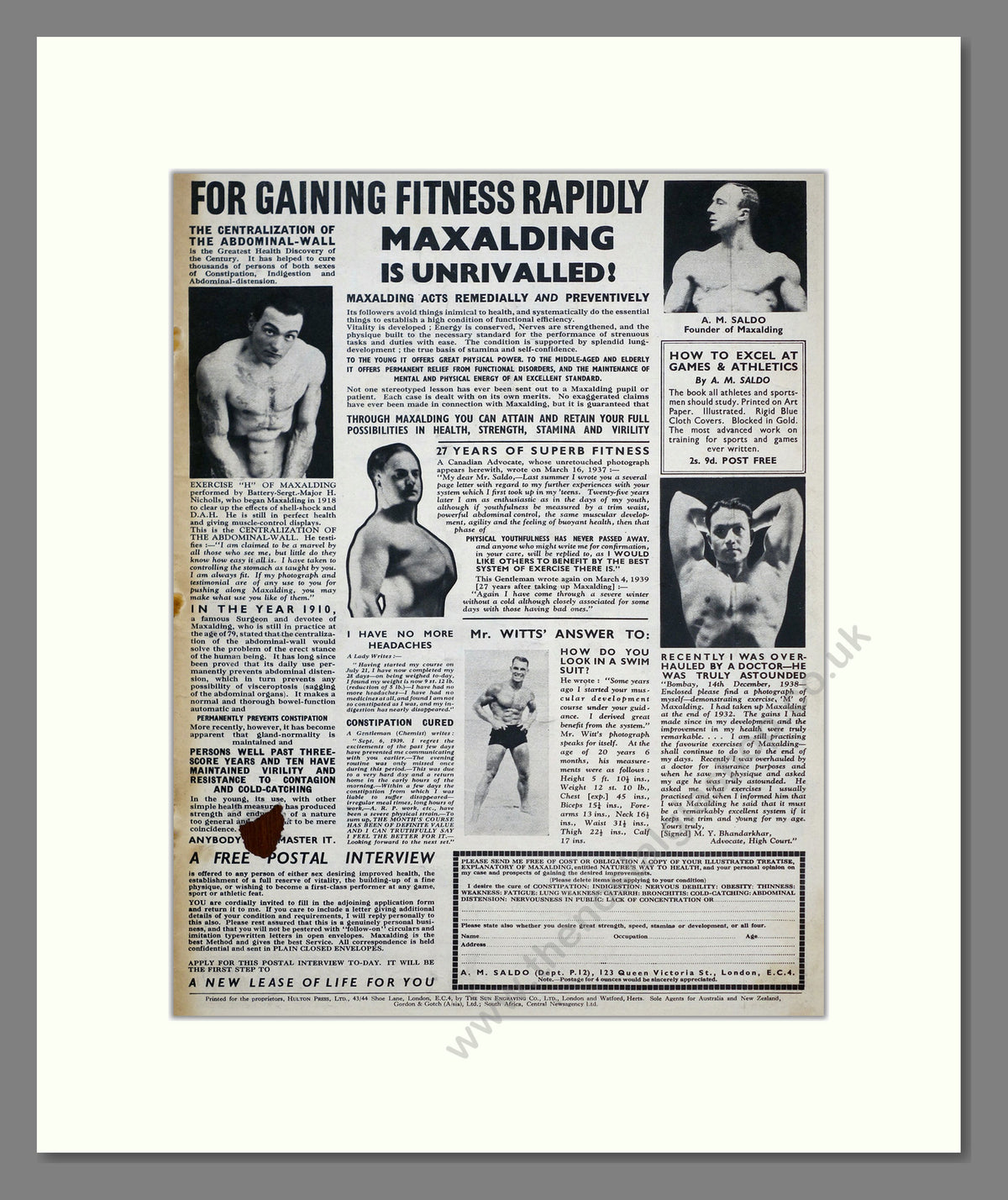 Maxalding Fitness and Bodybuilding. Original Advert 1939 (ref AD303886)