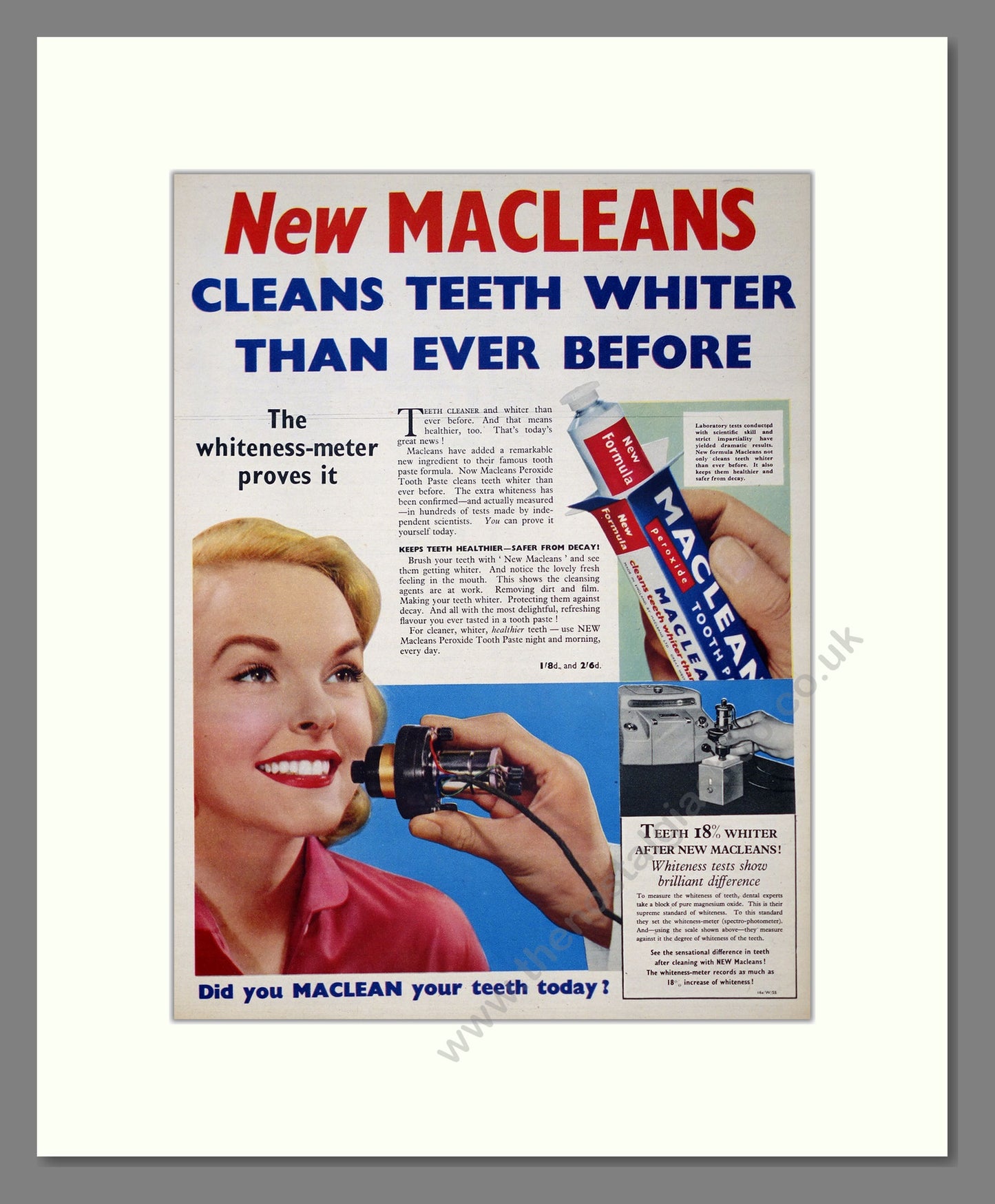 Macleans Toothpaste. Original Advert 1955 (ref AD303935)