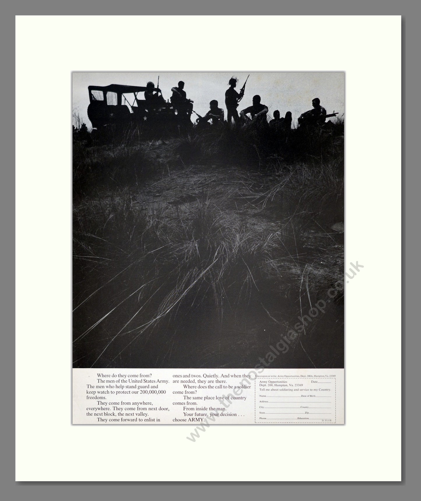 U.S. Army. Original Advert 1970 (ref AD303932)
