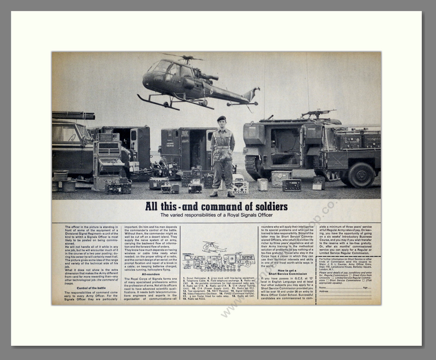 British Army. Royal Signals Officer. Original Advert 1966 (ref AD303986)