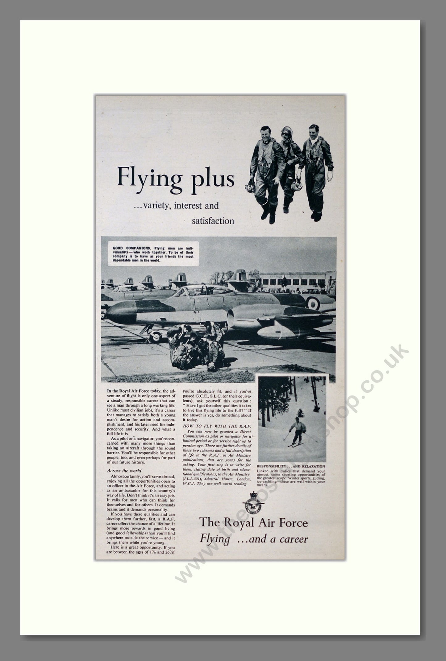 Royal Air Force Flying Plus. Original Advert 1955 (ref AD303997)