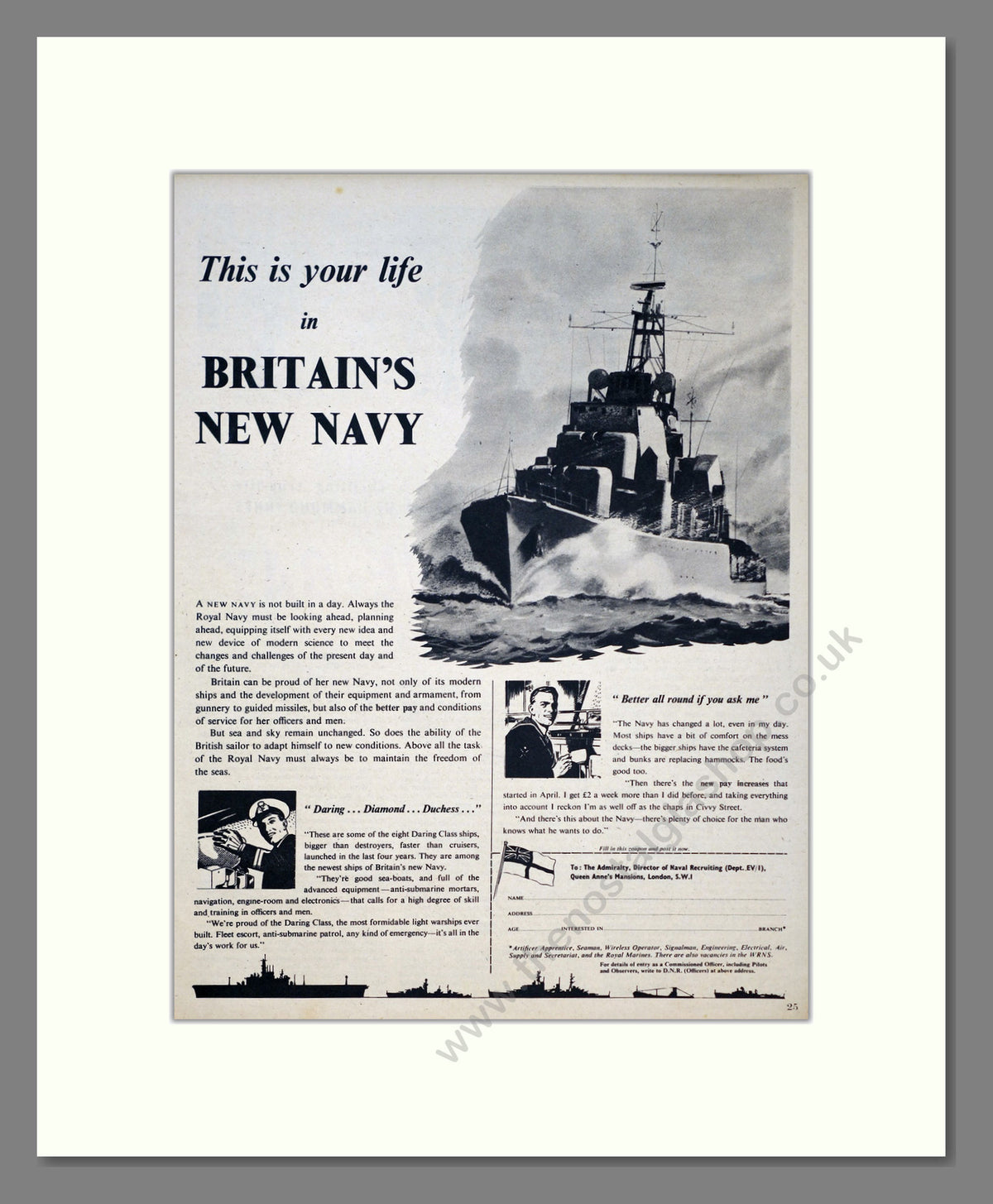Royal Navy. Original Advert 1956 (ref AD304018)