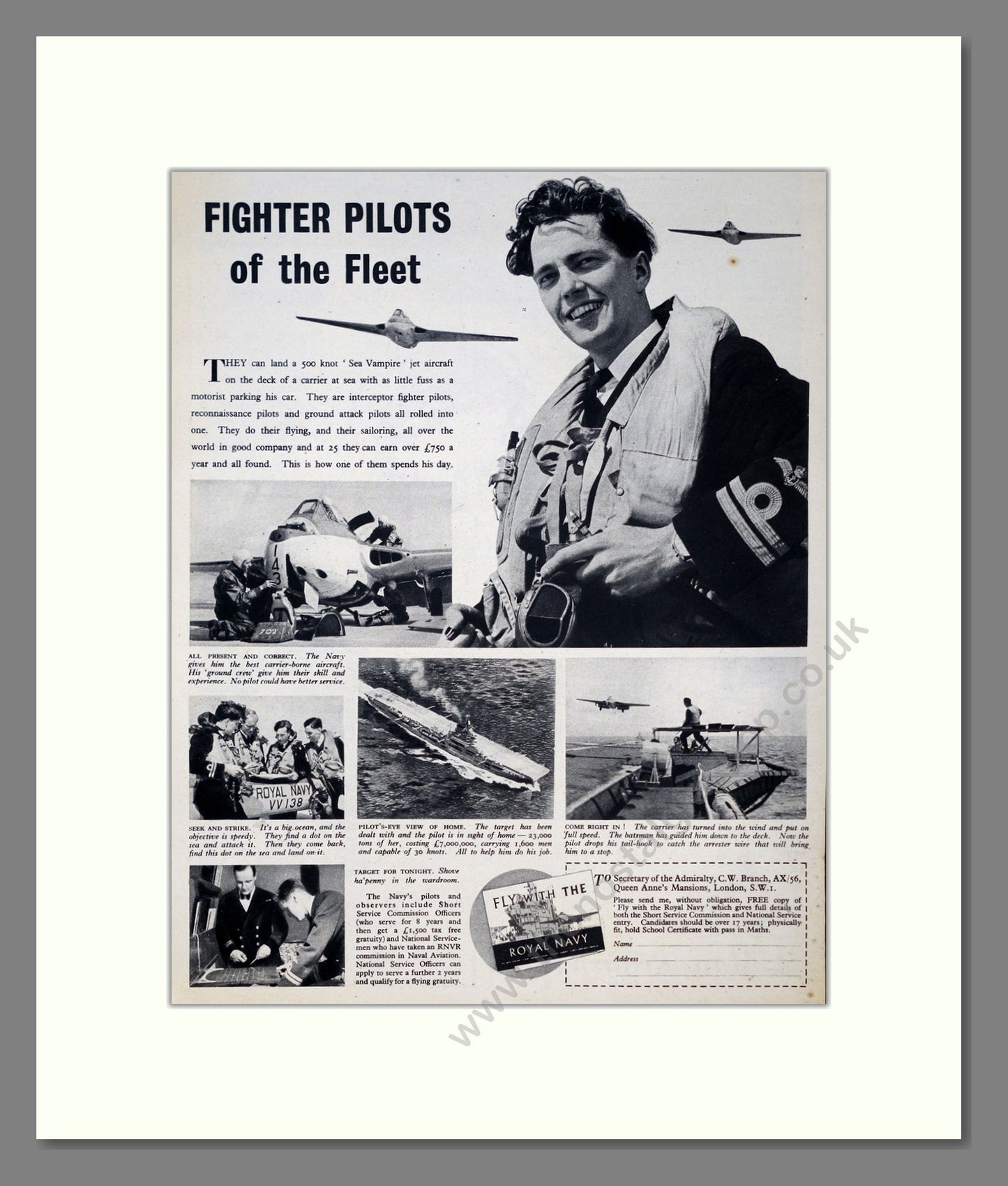 Royal Navy. Fighter Pilots of the Fleet. Original Advert 1951 (ref AD304021)