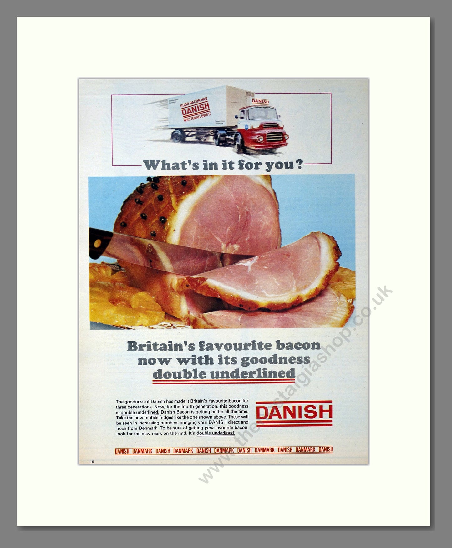Danish Bacon. Original Advert 1967 (ref AD304049)