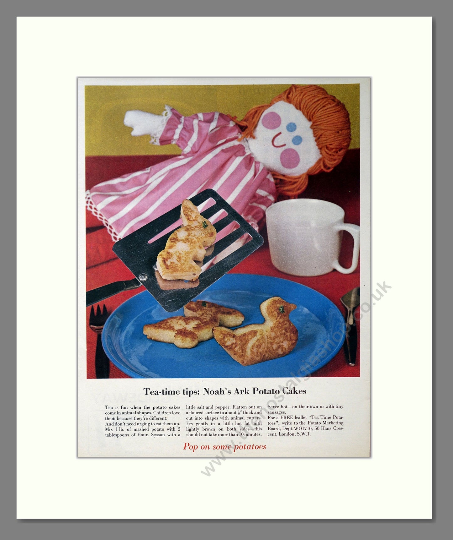 Noah's Ark Potato Cakes. Original Advert 1964 (ref AD304050)