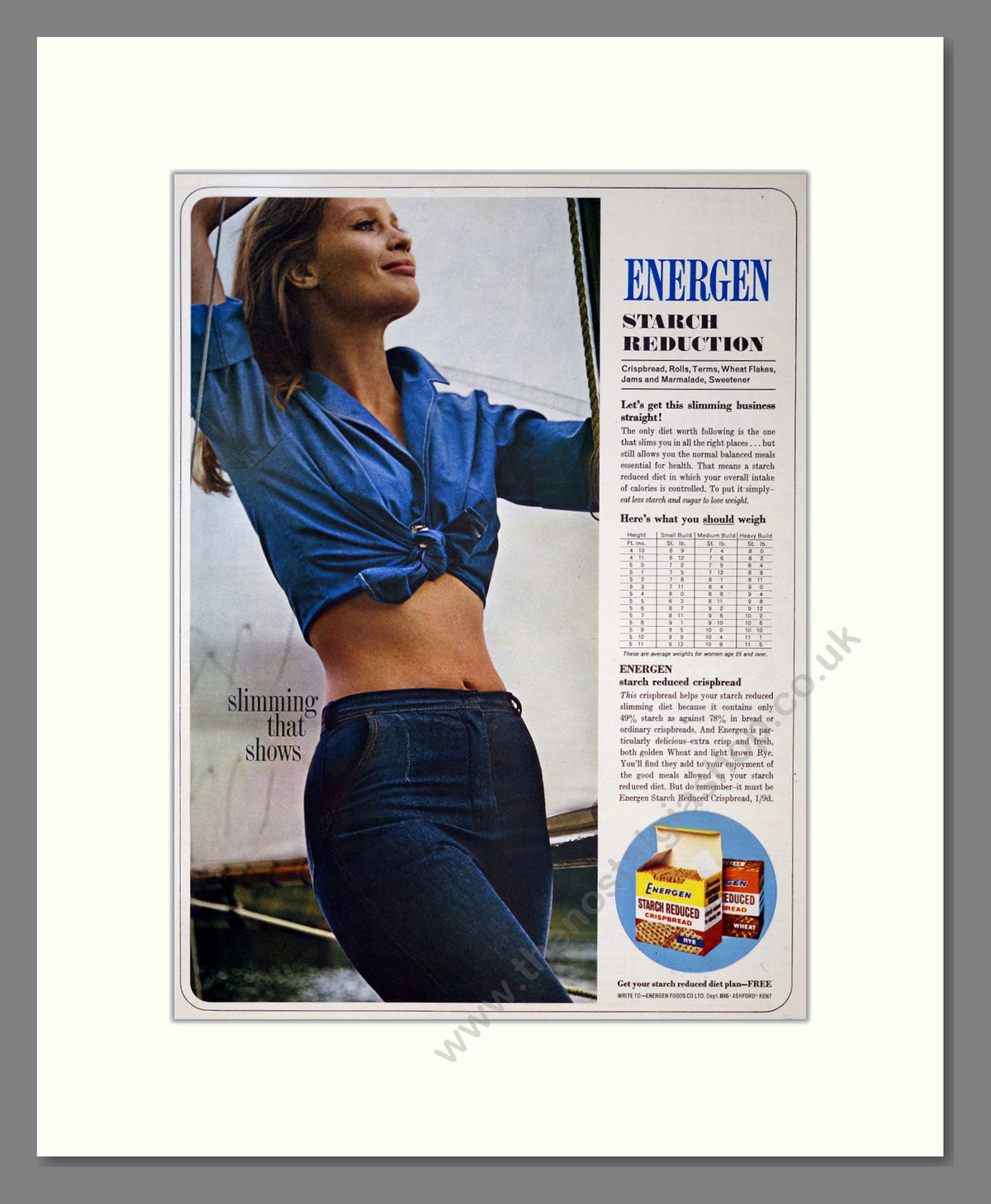 Energen Crispbread. Vintage Original Advert 1966 (ref AD304147)